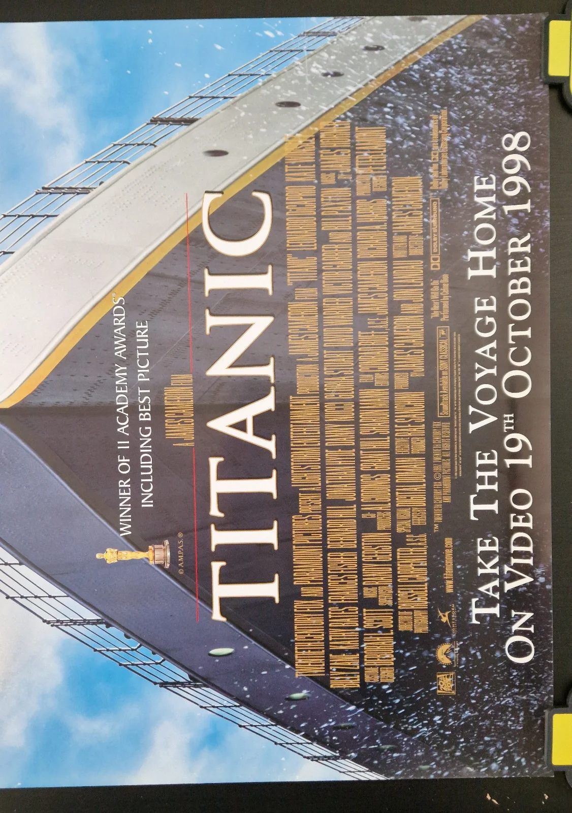 Titanic 1997 Leonardo DiCaprio Kate Winslet VHS Video Store Promo Poster, image 3