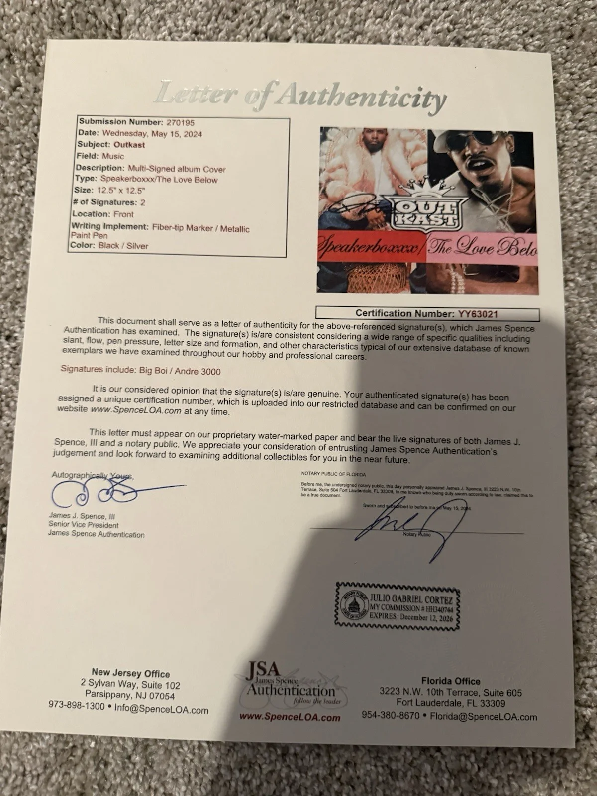 Andre 3000, Big Boi — Andre 3000 & Big Boi Outkast Signed Autograph Album Vinyl Record LP w/ JSA LOA, изображение 3