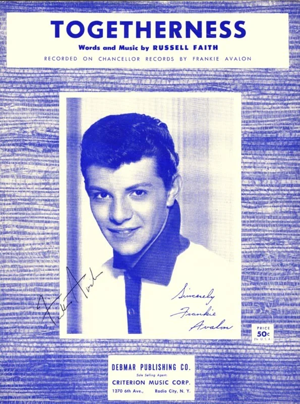 Frankie Avalon — FRANKIE AVALON - SHEET MUSIC SIGNED CIRCA 1960