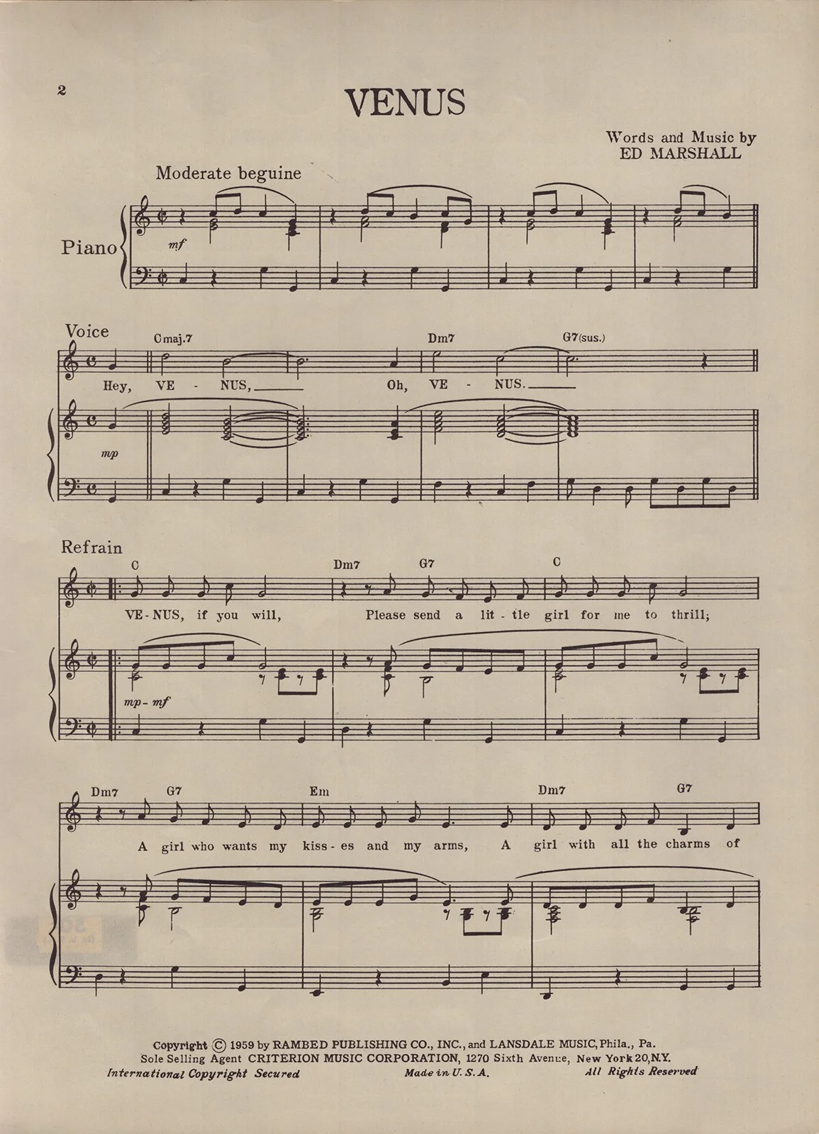 Frankie Avalon — FRANKIE AVALON - SHEET MUSIC SIGNED CIRCA 1959, image 3
