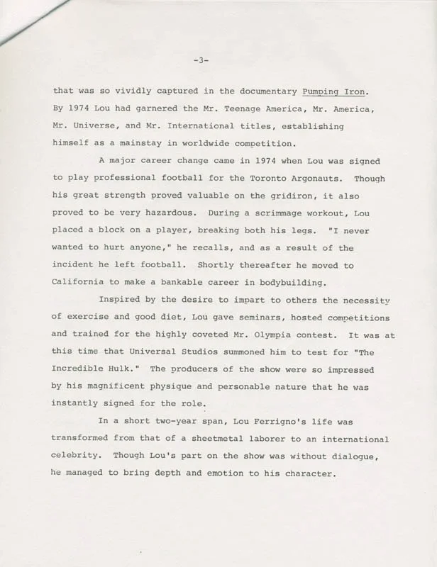 Lou Ferrigno — LOU FERRIGNO - BIOGRAPHY SIGNED, image 3