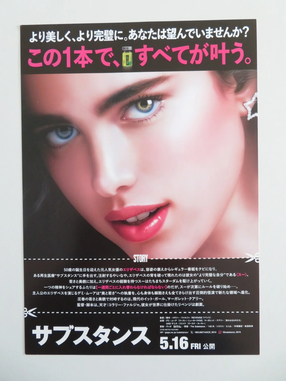 THE SUBSTANCE - A JAPANESE CHIRASHI (B5) POSTER DEMI MOORE MARGARET QUALLEY 2024, изображение 3