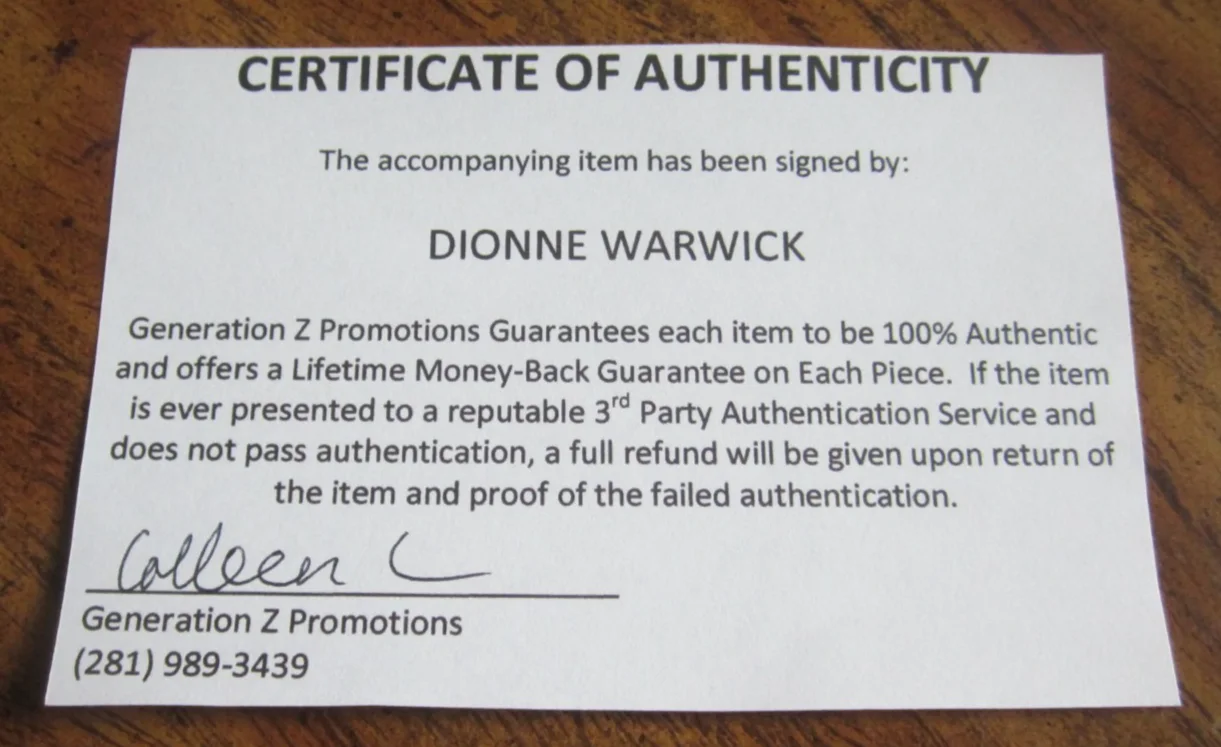 Dionne Warwick Musician Autographed Signed 4X6 Photo "Walk On By" "Alfie" HOF, изображение 3
