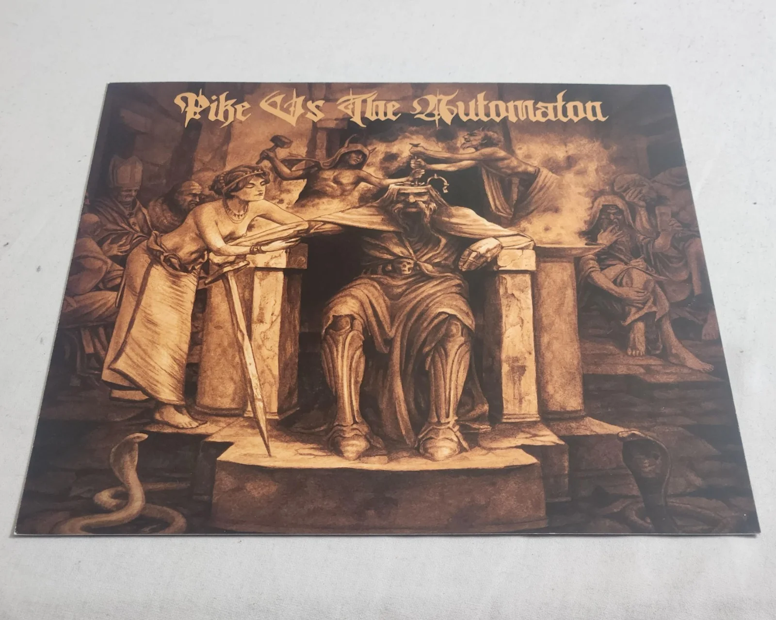 Pike Vs The Automaton Self-Titled Brown/Blue Galaxy Vinyl LP Signed 12x12 Print, image 5