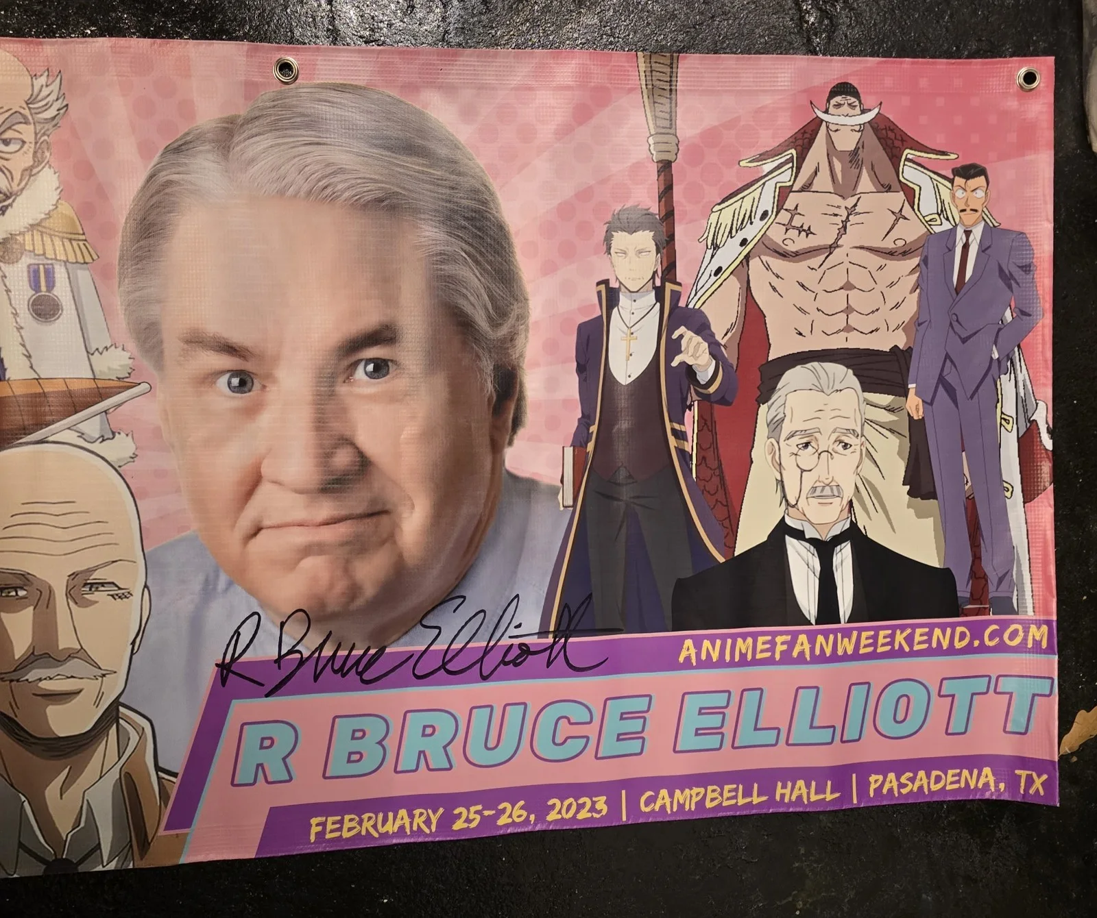 Anime Fan Weekend Convention Vinyl Banner Signed Autograph R. Bruce Elliott, изображение 4