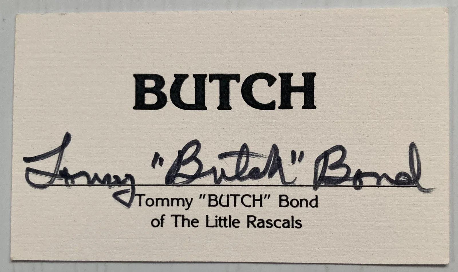 Tommy Butch Bond — Little Rascals Tommy “Butch” Bond Signed Autograph Business Card - JSA - FREE SH, изображение 2