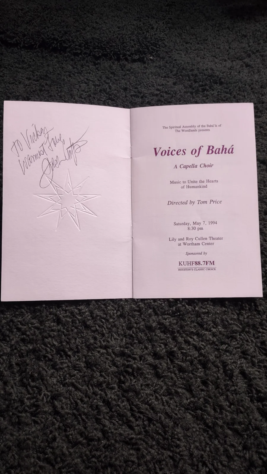 Seals & Croft Related - A Program From Voices Of Baha Play Signed By Dash Crofts, image 2