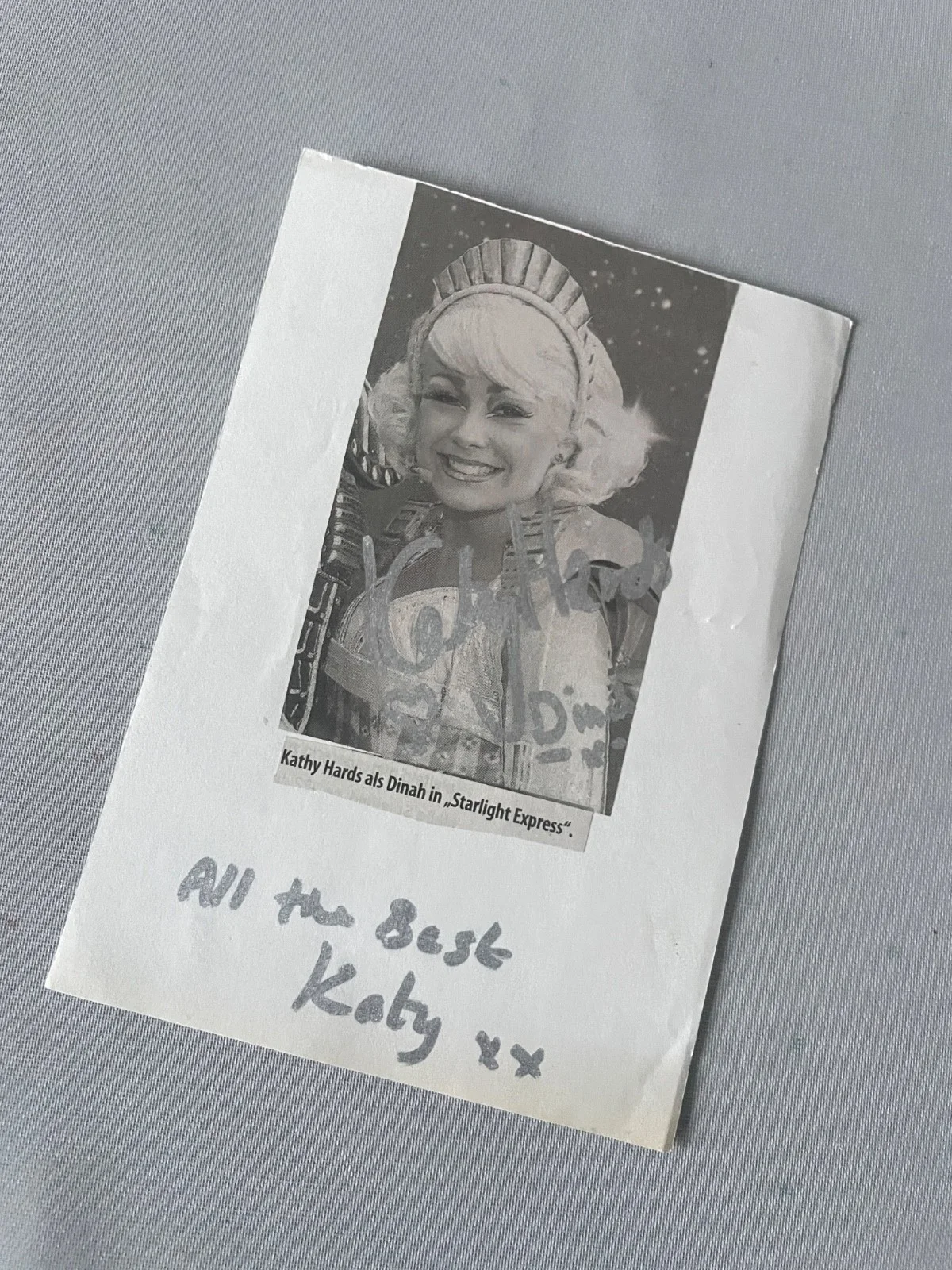 album cut 4 x 6 inches — KATHY HARDS "Starlight Express" signed album cut 4x6 autograph