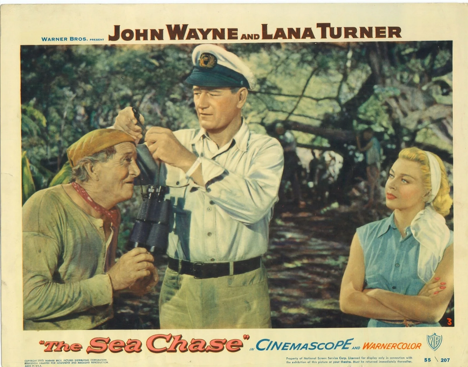 Sea Chase 3x ORIGINAL US Lobby Cards John Wayne Lana Turner 1955, изображение 3