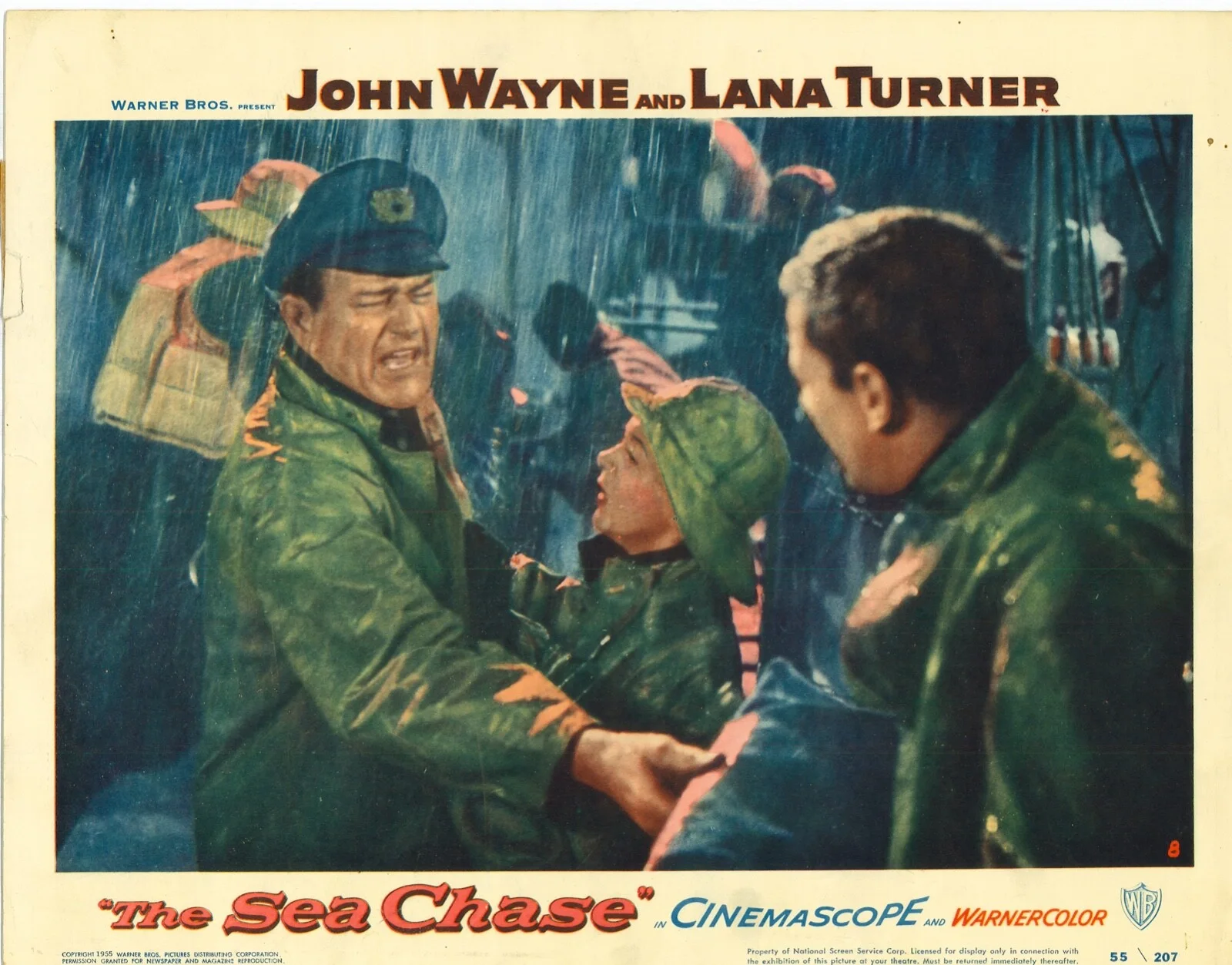 Sea Chase 3x ORIGINAL US Lobby Cards John Wayne Lana Turner 1955, изображение 4