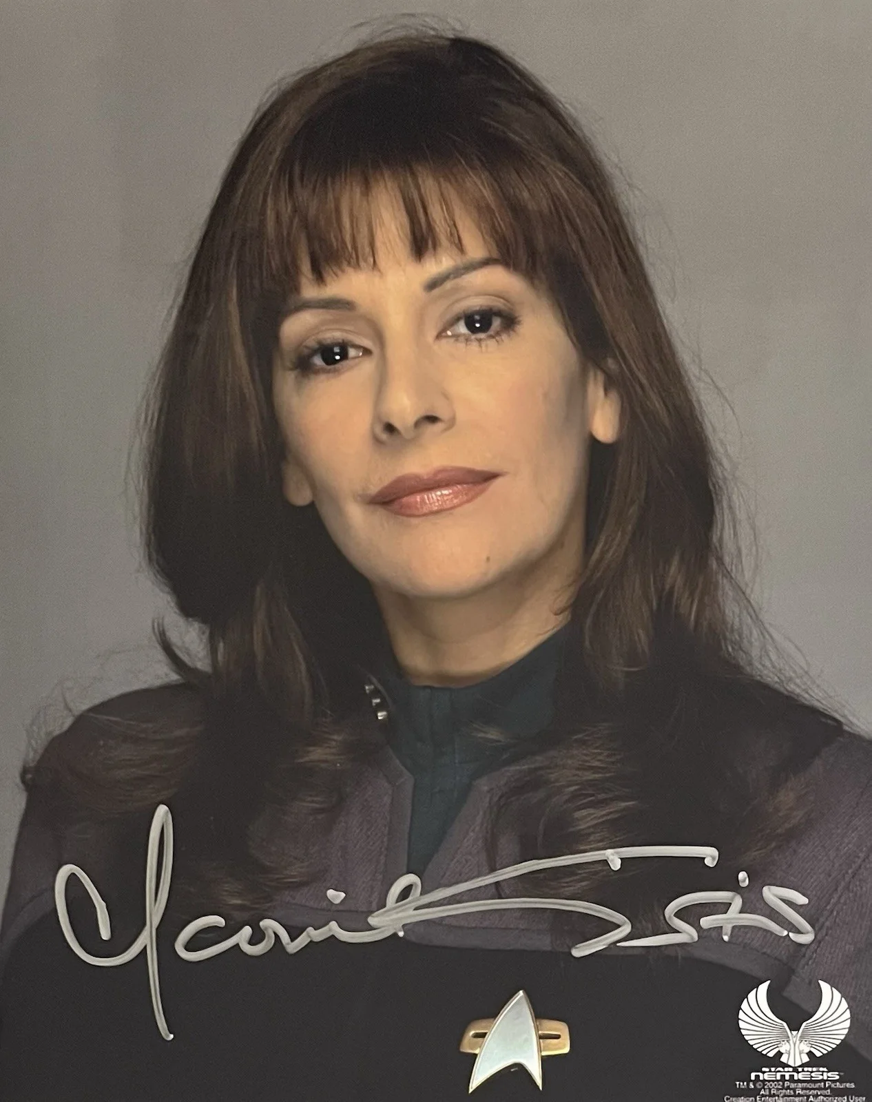 Marina Sirtis — Marina Sirtis Signed 8x10 Photo From Star Trek TNG As Deanna Troi CE AUTH.