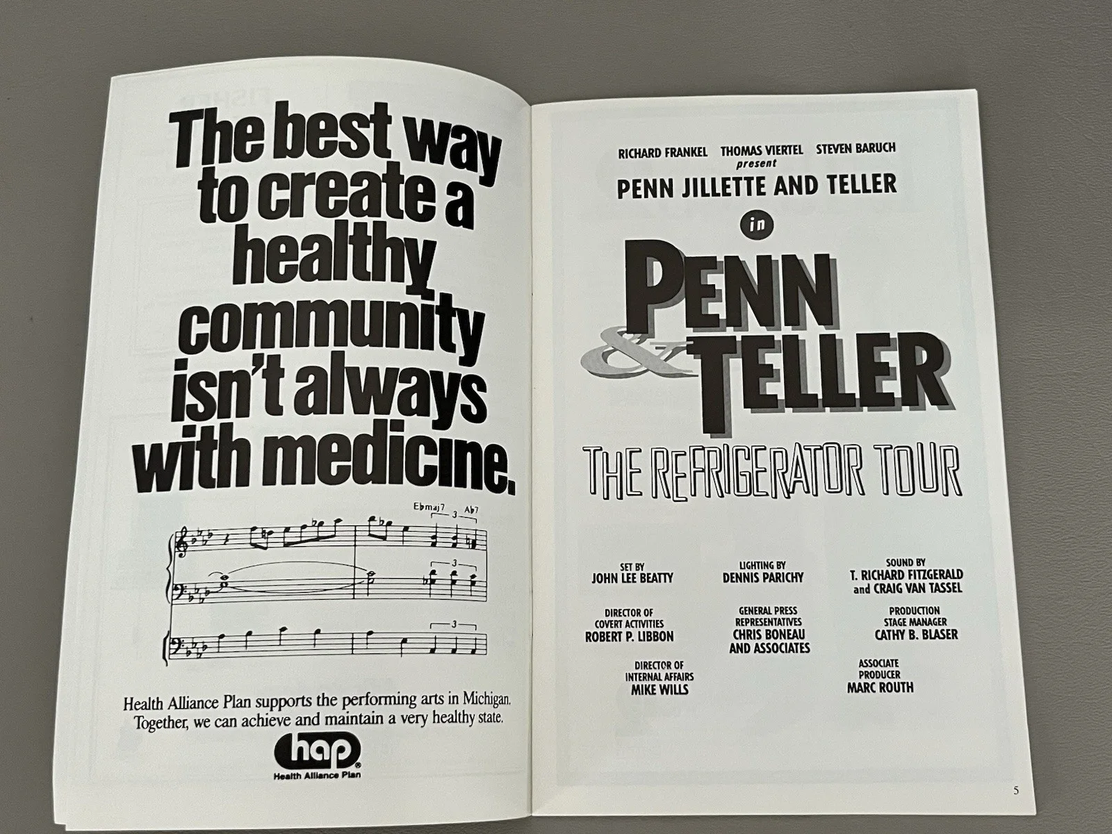 Signed Penn & Teller The Refrigerator Tour Stage Program Fischer Theater Detroit, изображение 3