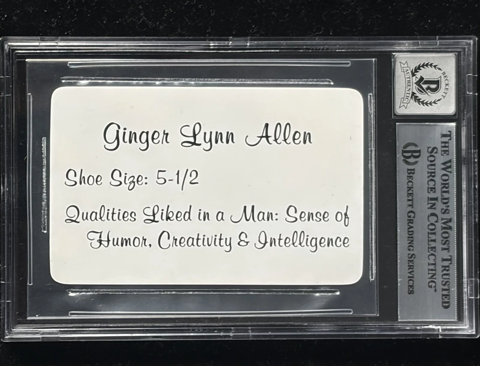 Ginger Lynn — Ginger Lynn Signed Promo Trading Card BAS COA Autograph Grade 10 Beckett Slab, изображение 2
