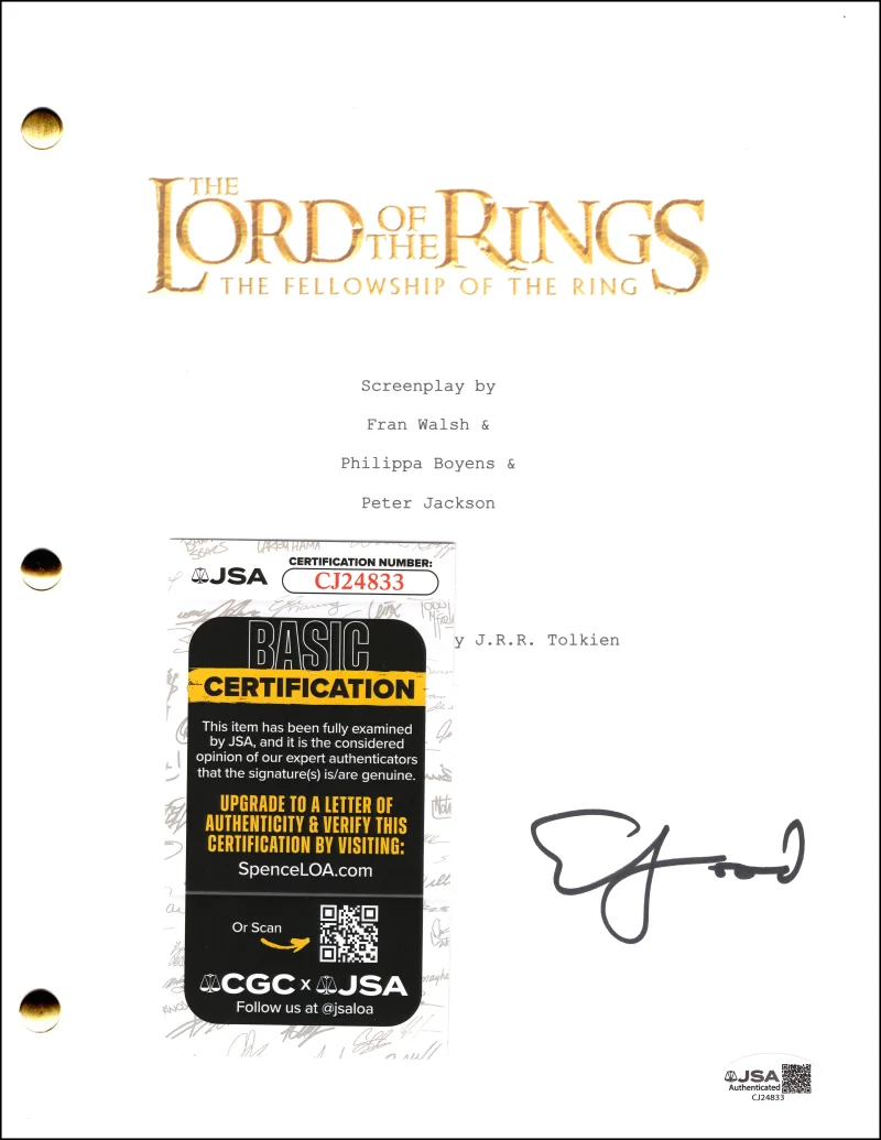 Elijah Wood — Elijah Wood Signed Autograph Lord of the Rings Fellowship of the Ring Script JSA, image 2