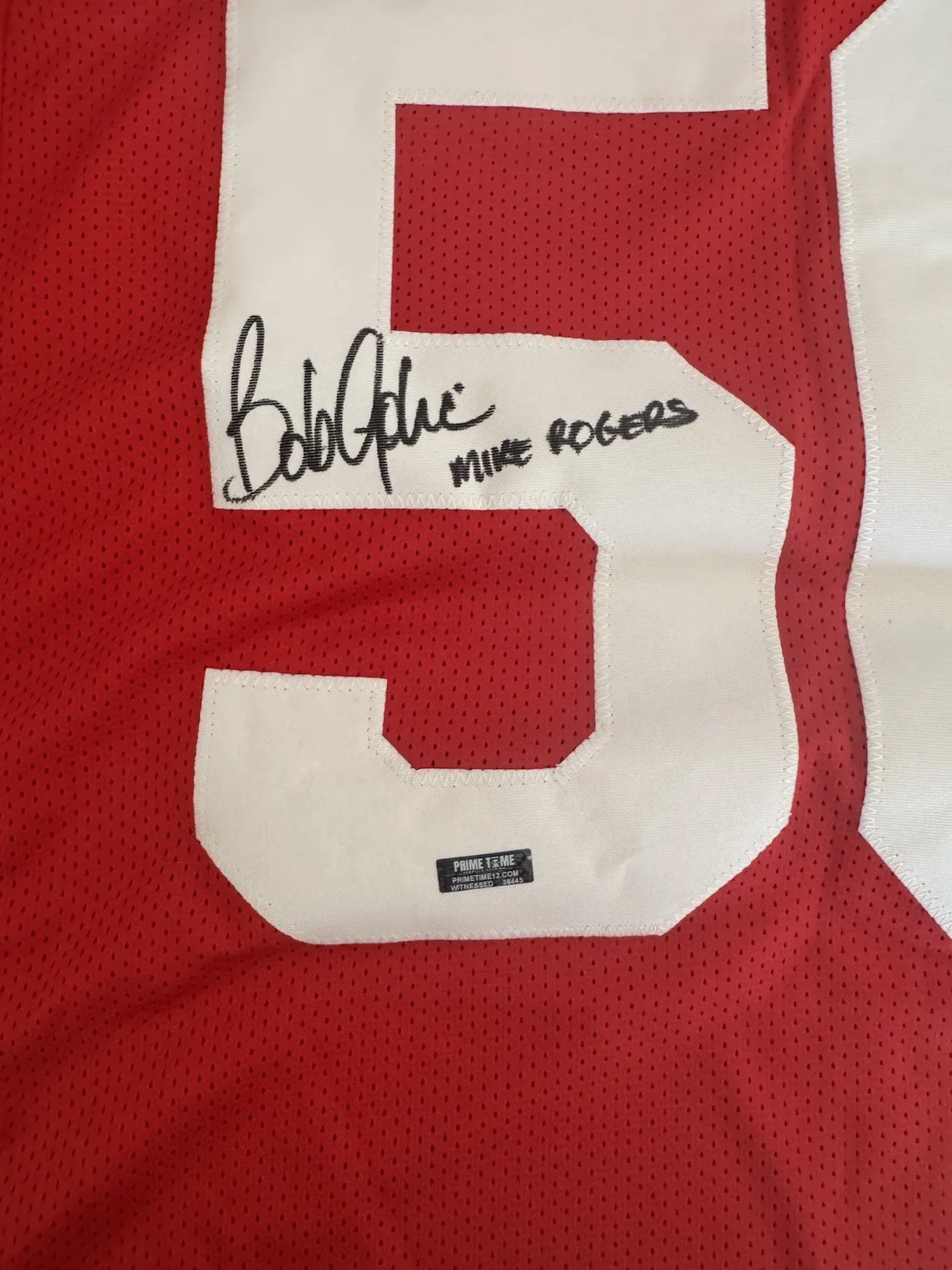 Bob Golic — BOB GOLIC SIGNED JERSEY "MIKE ROGERS" SAVED BY THE BELL AUTOGRAPHED W/ COA, image 2