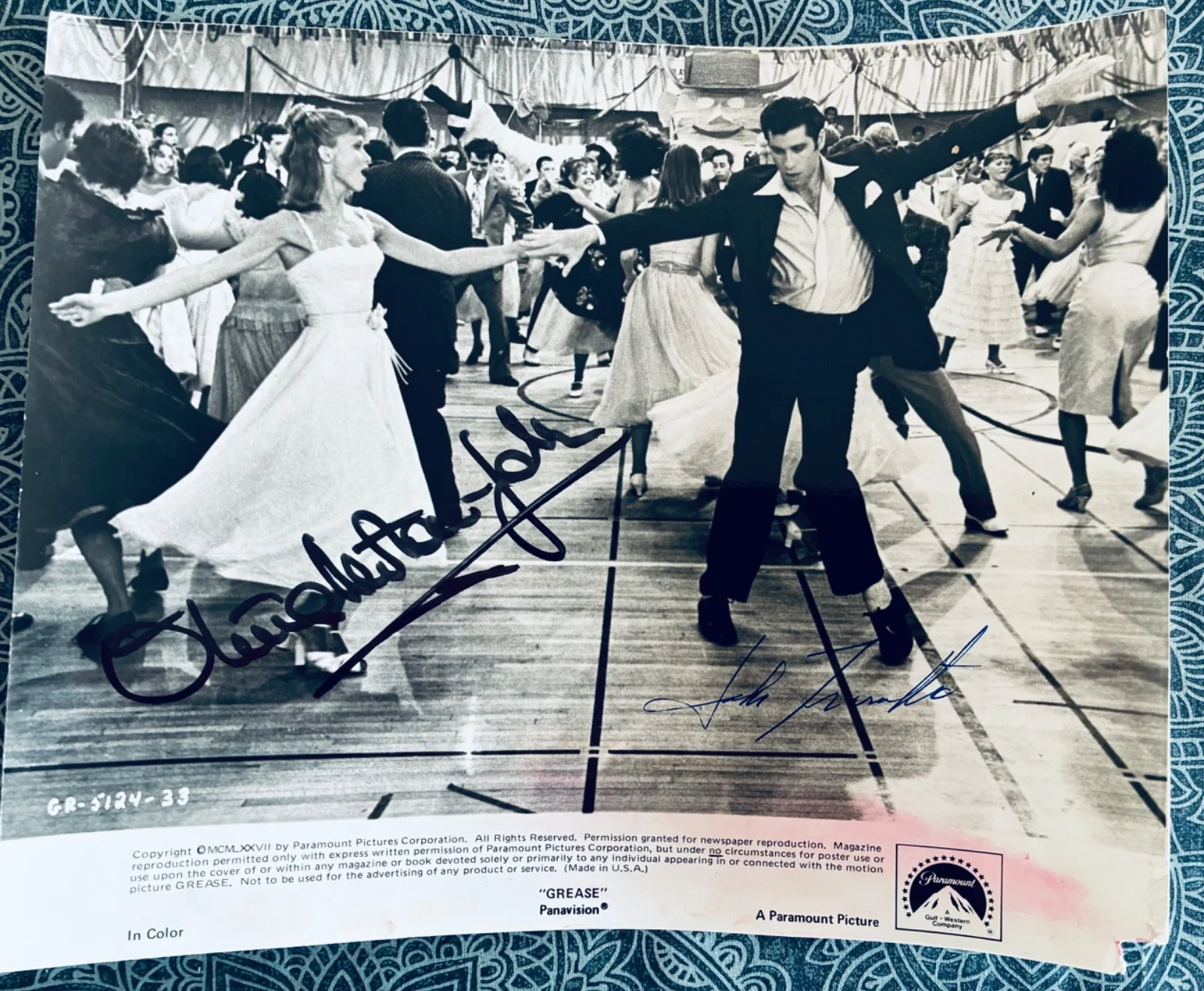 John Travolta and Olivia Newton John — John Travolta and Olivia Newton John signed photo from Grease