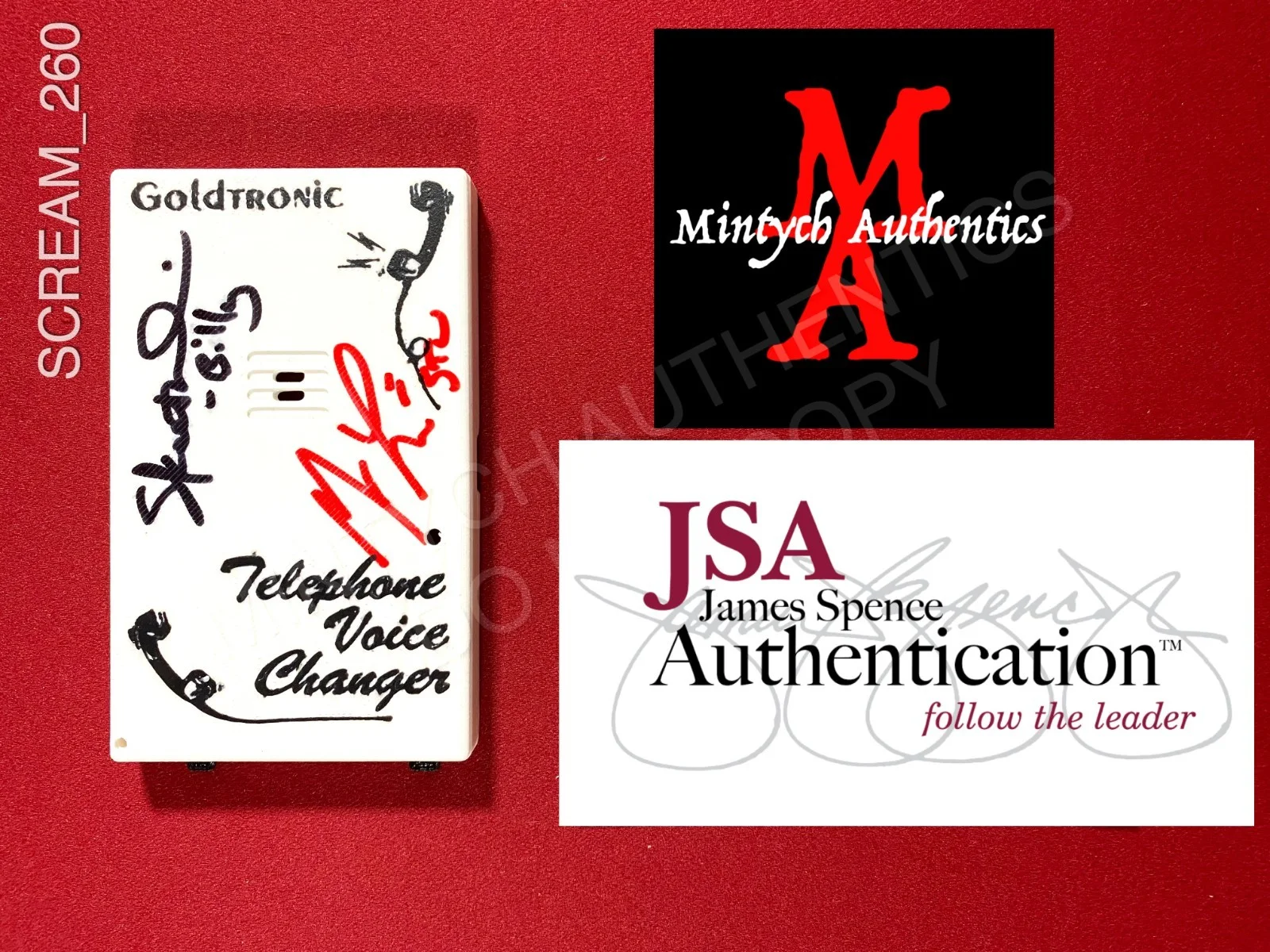 Skeet Ulrich Matthew Lillard — Matthew Lillard Skeet Ulrich Scream dual signed custom voice changer JSA COA