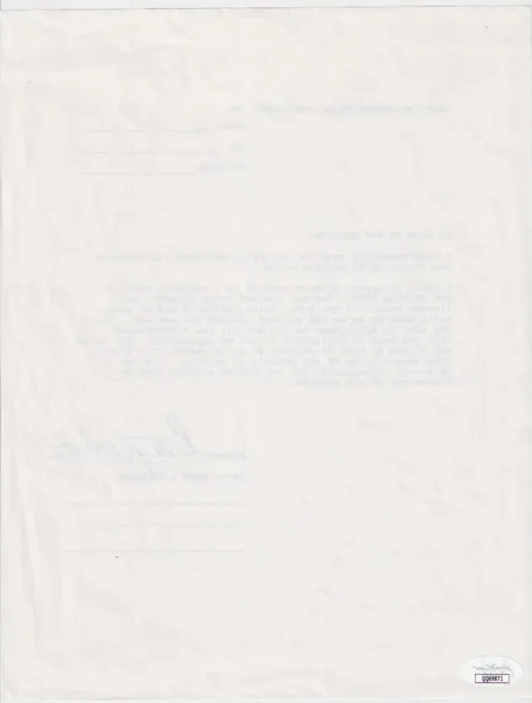 Betty White Signed Autographed contract Golden Girls Actress JSA, изображение 2