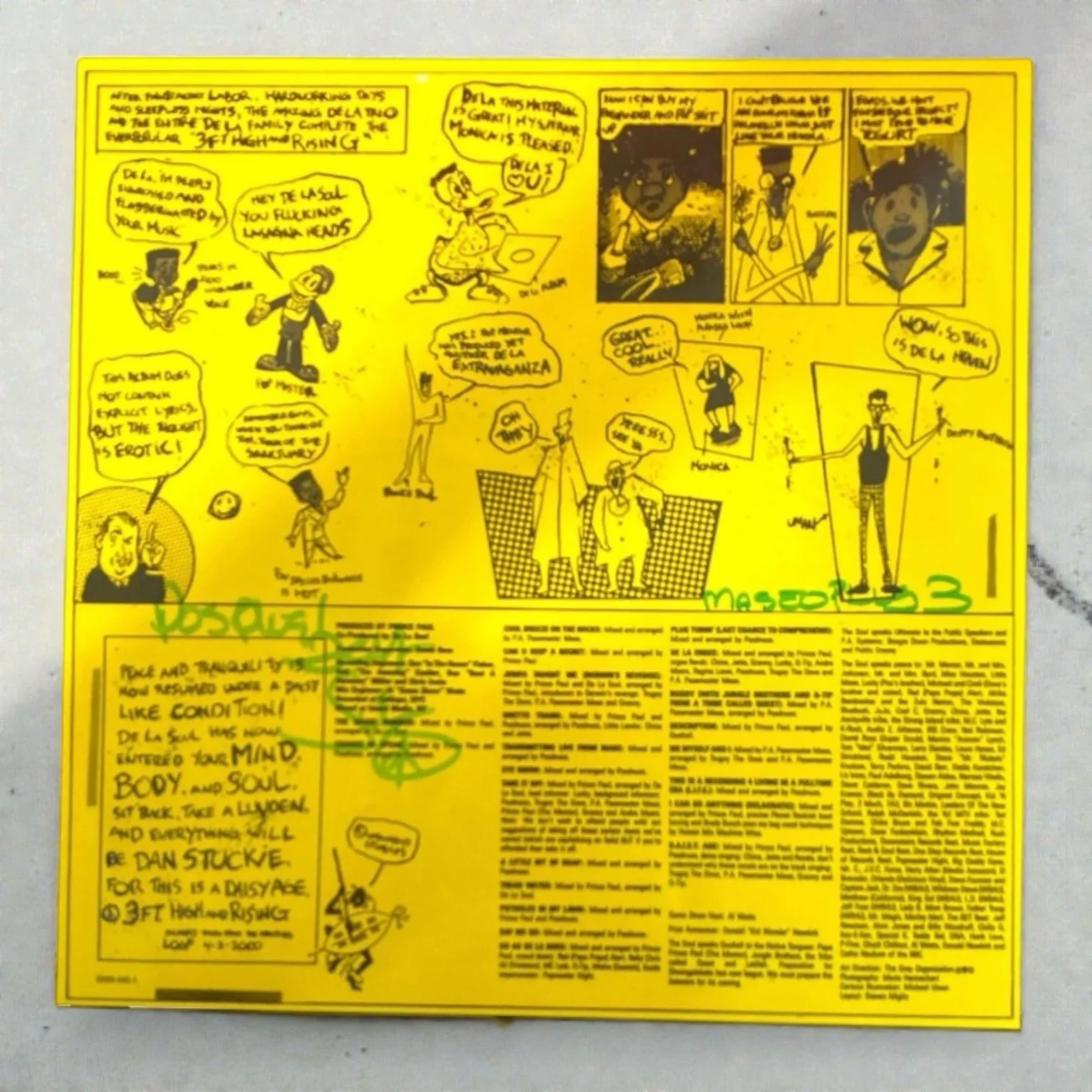 De La Soul – Hand-Signed “3 Feet High and Rising” LP Insert (Authentic & Rare), изображение 3