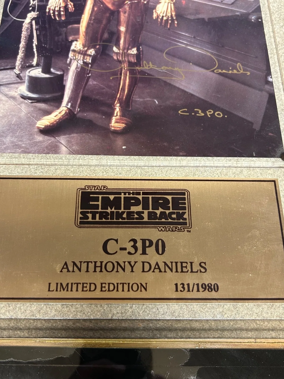 STAR WARS limited edtion Anthony daniels (C-3PO) sighed photo and plaquer, image 2