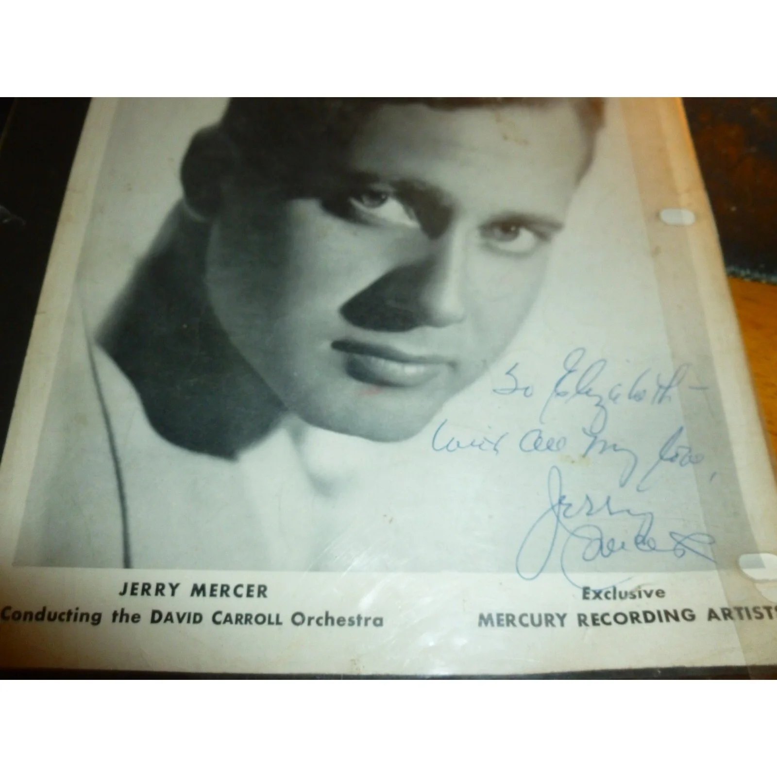 Jerry Mercer Signed Photo 1955 David Carroll Orchestra Mercury Records Vintage, image 2
