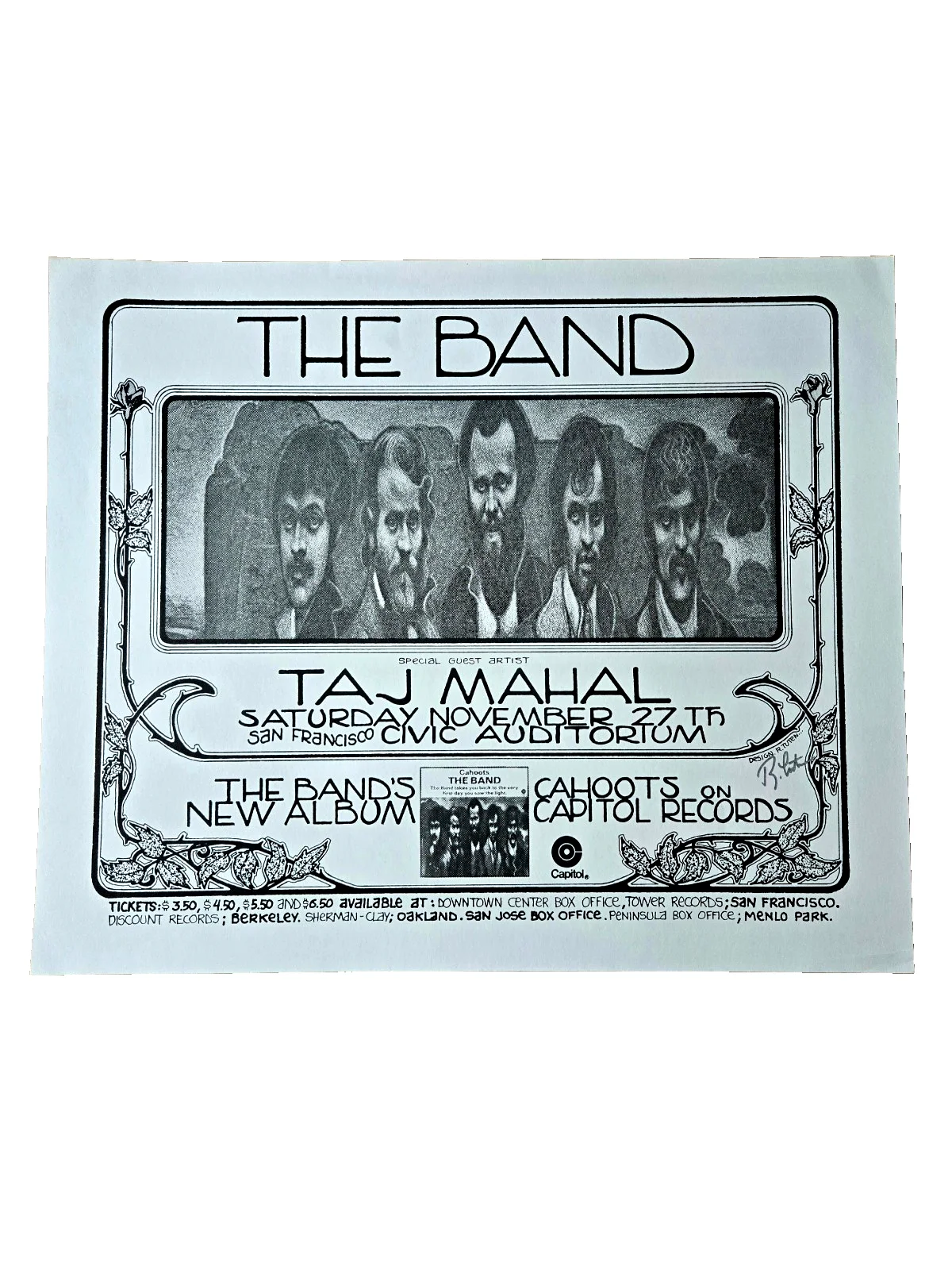 Near MINT & SIGNED The BAND 1971 San Francisco Randy Tuten Signed AOR Poster, изображение 3