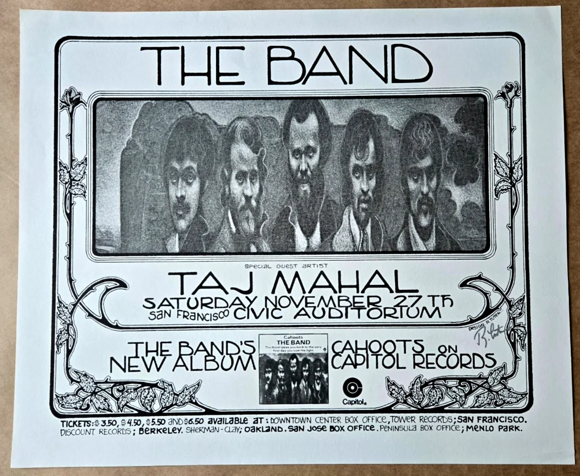 Near MINT & SIGNED The BAND 1971 San Francisco Randy Tuten Signed AOR Poster, изображение 4