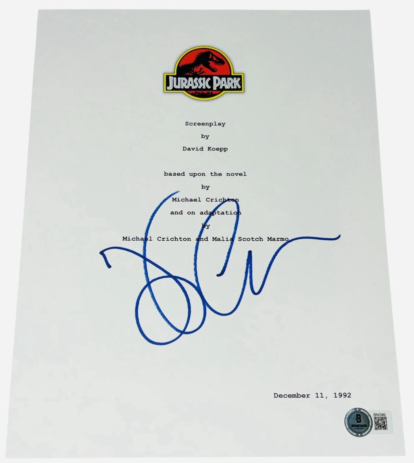 Jeff Goldblum — Jeff Goldblum Signed Autograph Jurassic Park Movie Script Screenplay Beckett BAS