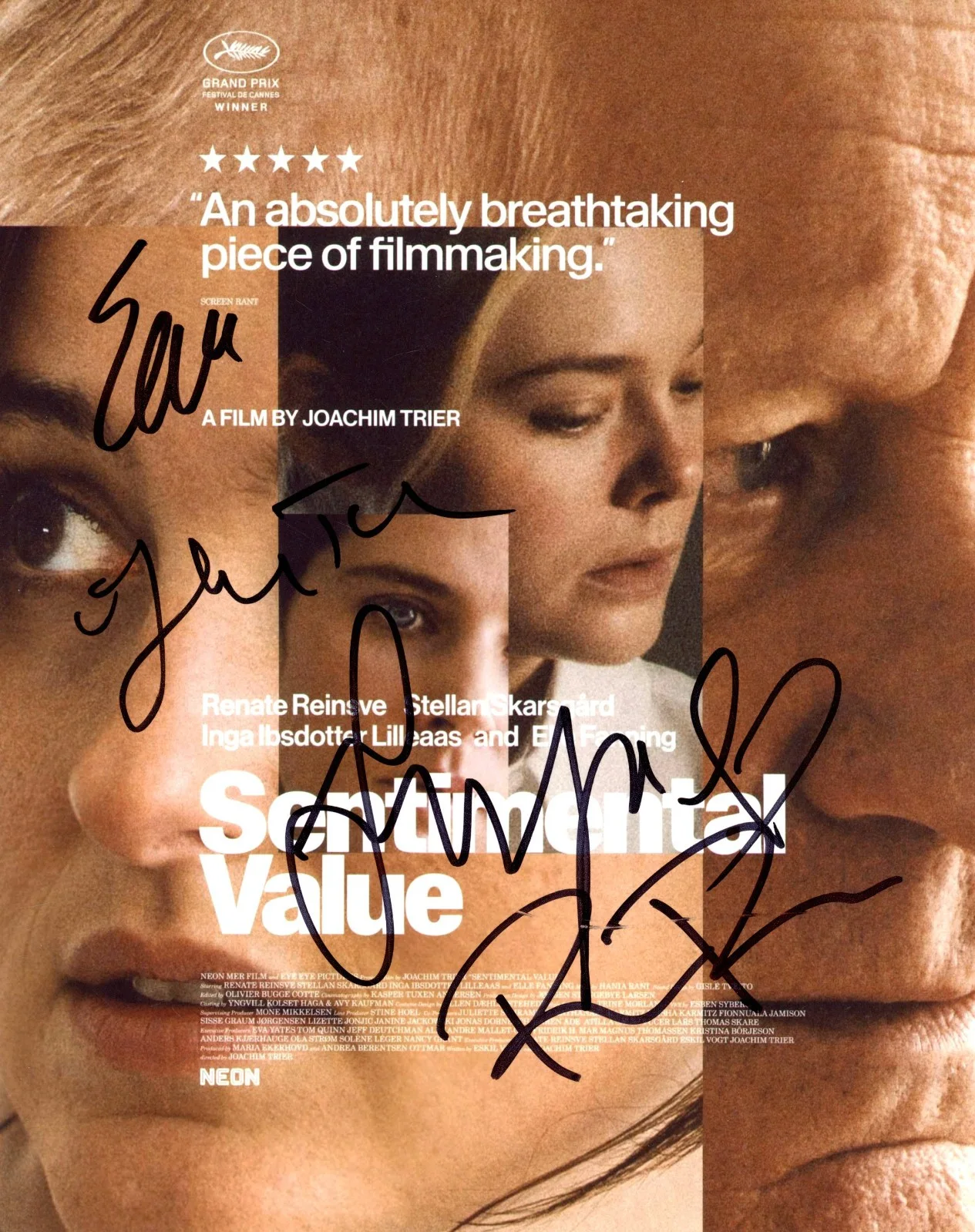 Renate Reinsve, Elle Fanning — Elle Fanning Joachim Trier 4 Cast Signed SENTIMENTAL VALUE 8x10 Photo ACOA A, image 2