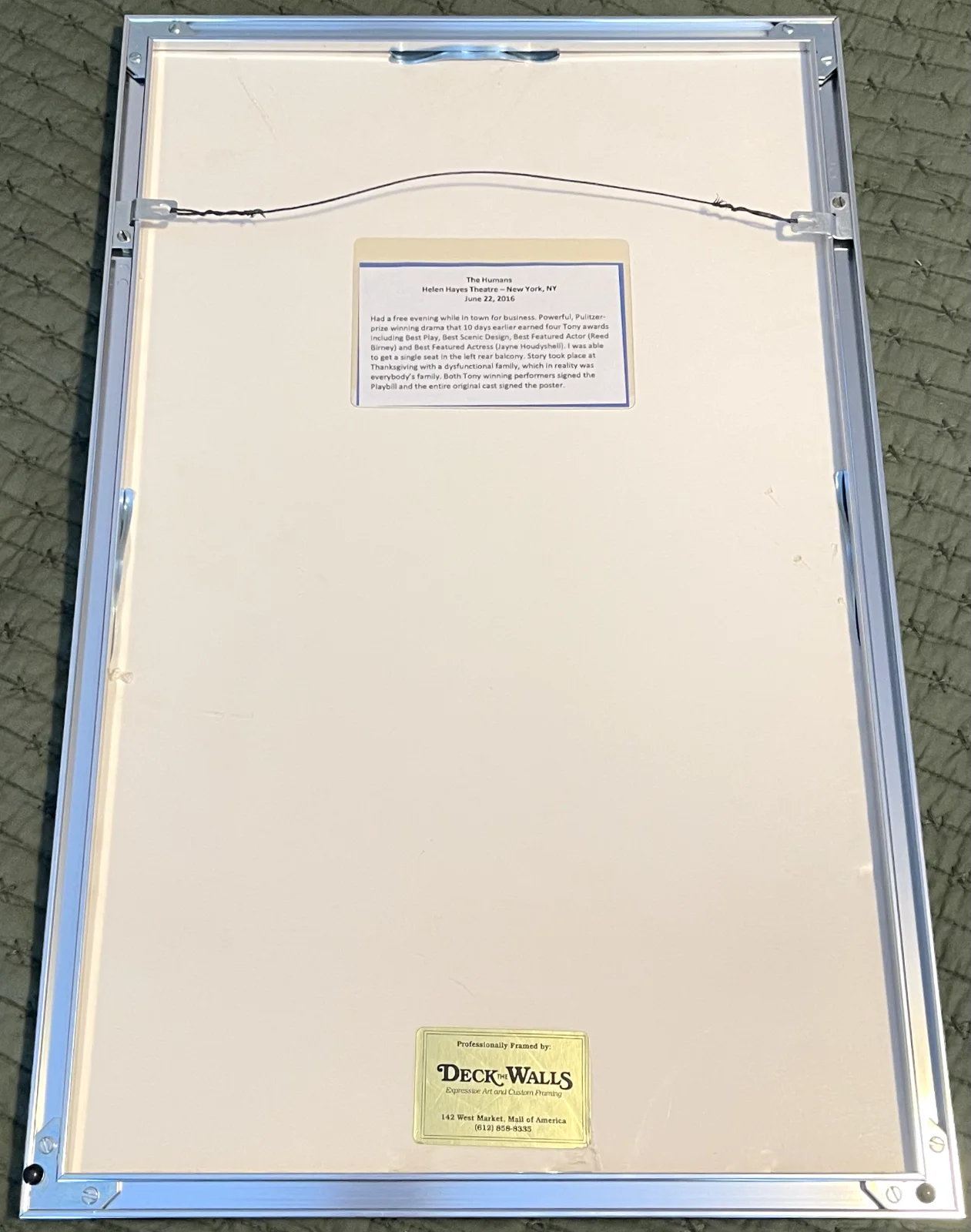 Cast — Tony Winning / Cast Signed - "The Humans" Broadway Poster - Silver Metal Frame, image 3