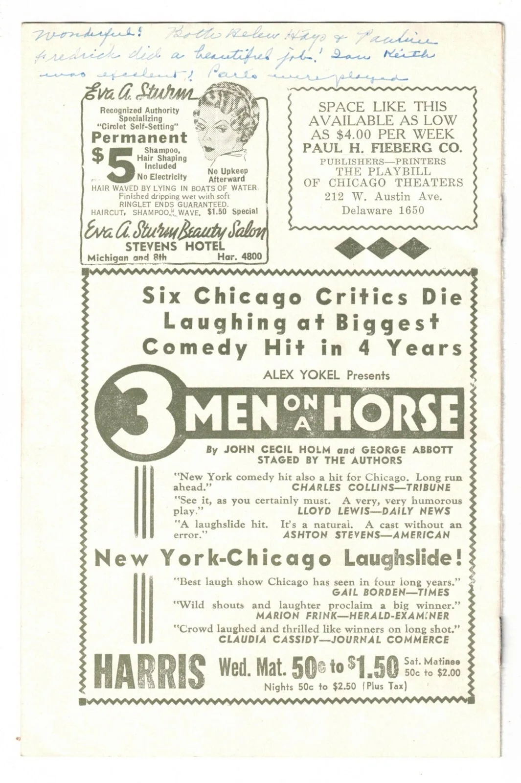 Helen Hayes — Mary of Scotland 1935 Chicago Playbill SIGNED by Helen Hayes w/ Ticket Autograph, изображение 2