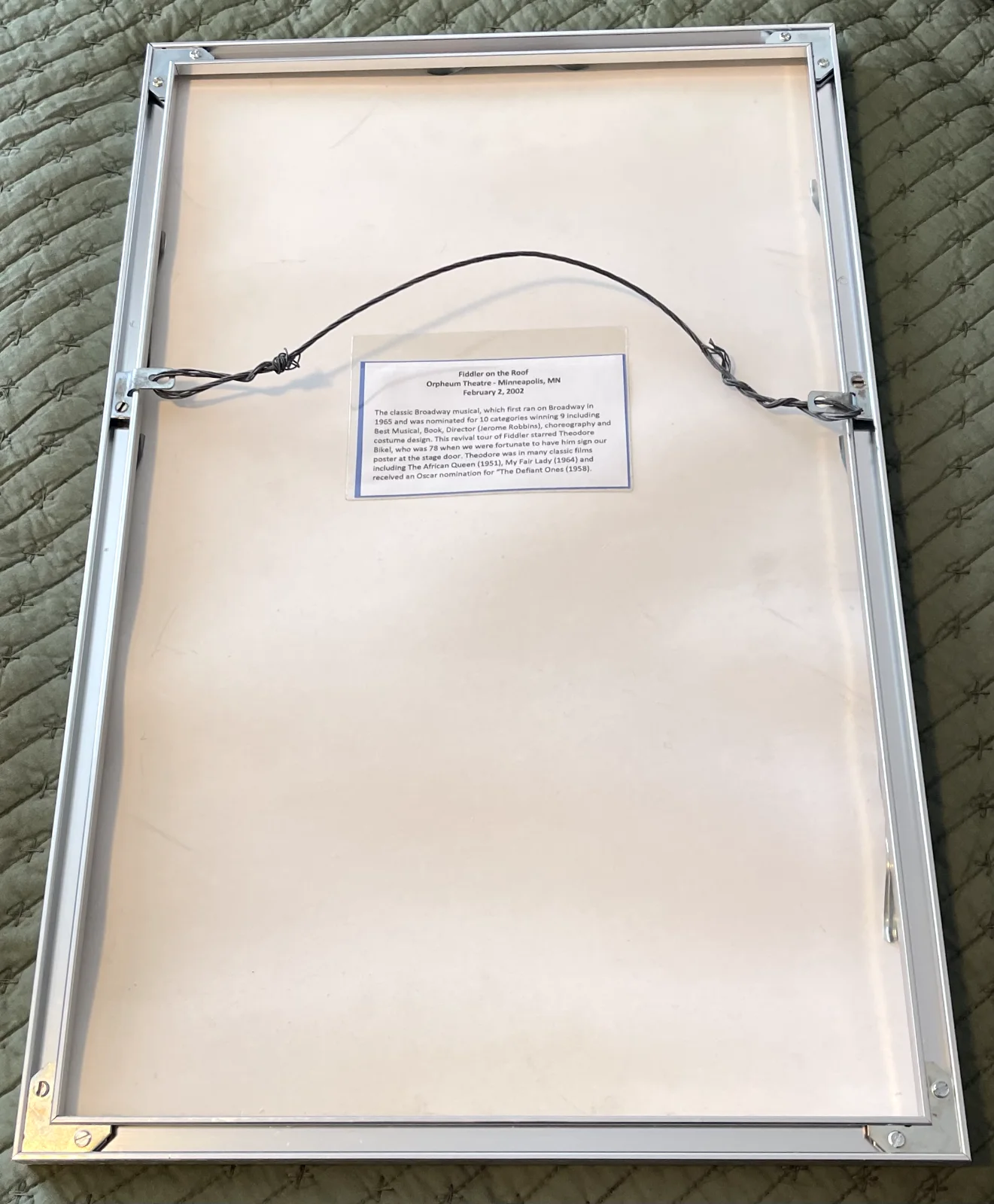 Cast — Theodore Bikel Signed "Fiddler on the Roof" Broadway Poster Silver Metal Frame, изображение 4