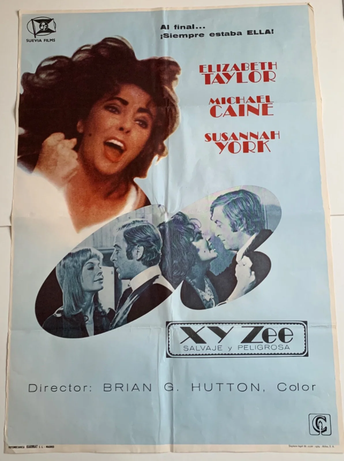 X Y & ZEE ZEE & CO ORIGINAL VINTAGE FILM LARGE QUAD MOVIE POSTER 1972 LIZ TAYLOR, изображение 3