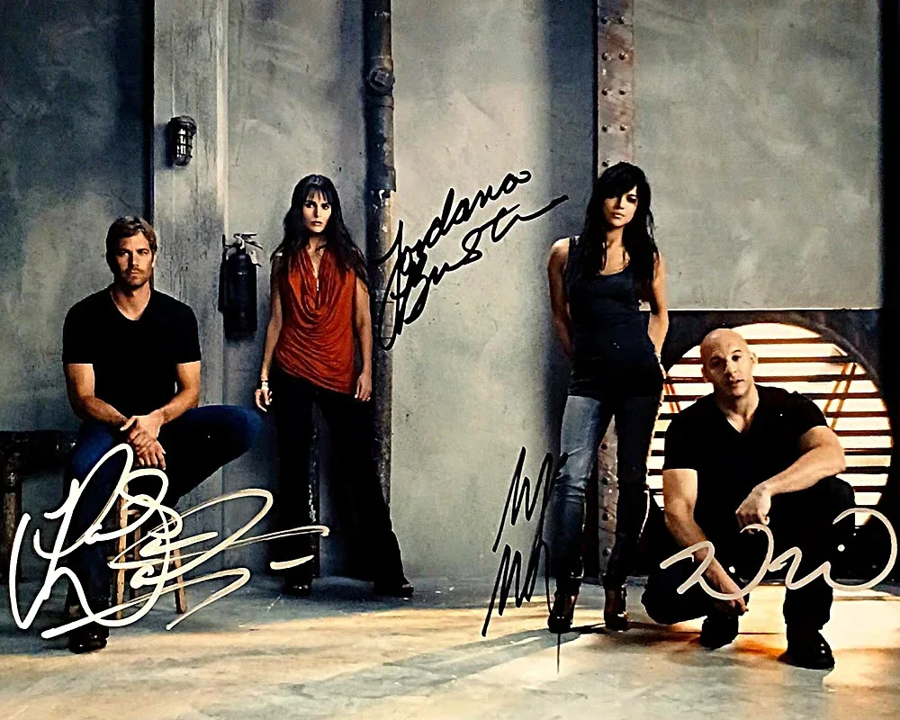 PAUL WALKER VIN DIESEL — FAST & FURIOUS CAST 8.5X11 SIGNED PHOTO AUTOGRAPH PAUL WALKER VIN DIESEL REPRINT