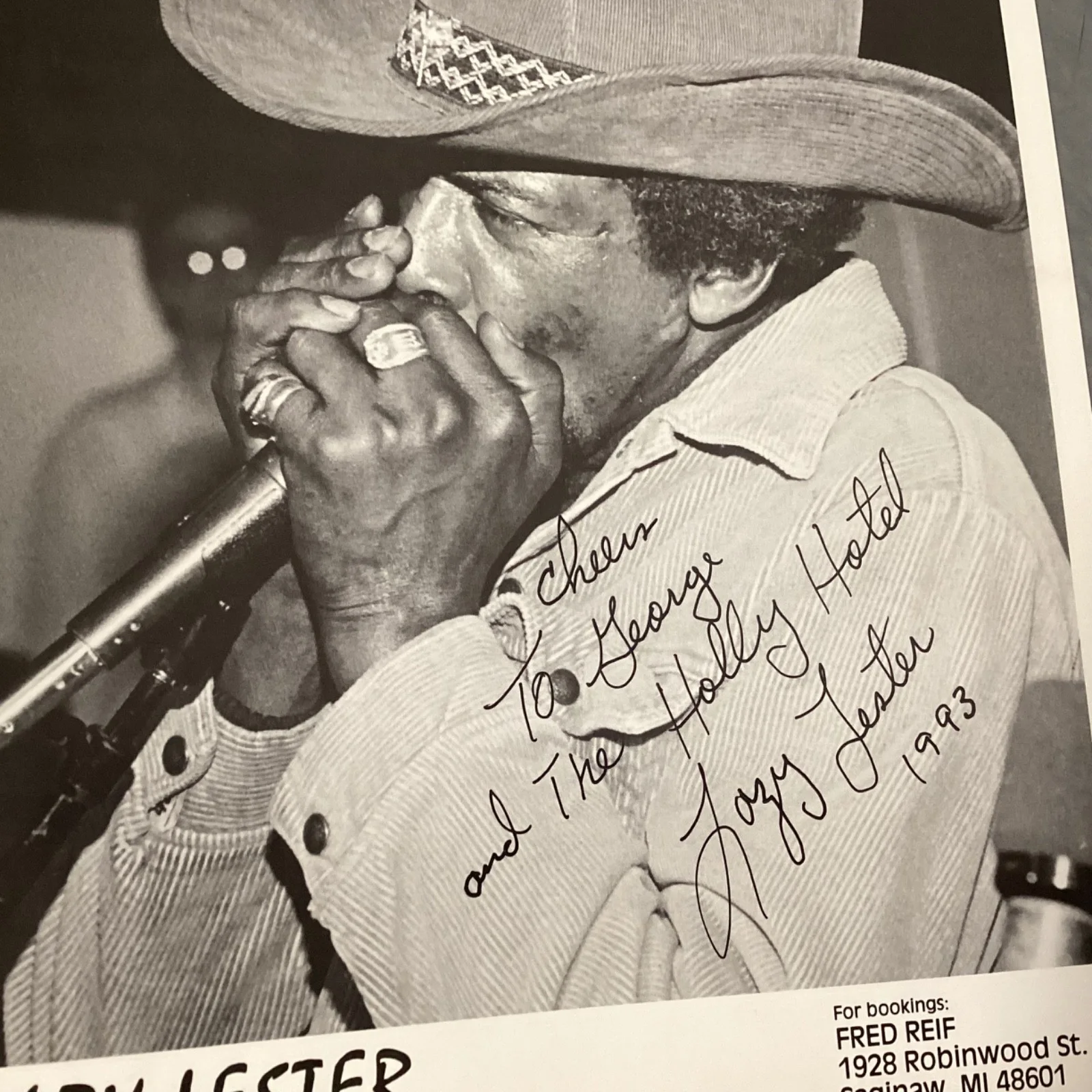 LAZY LESTER Autographed Promo Photo Signed 8x10 Harmonica Legend, image 2