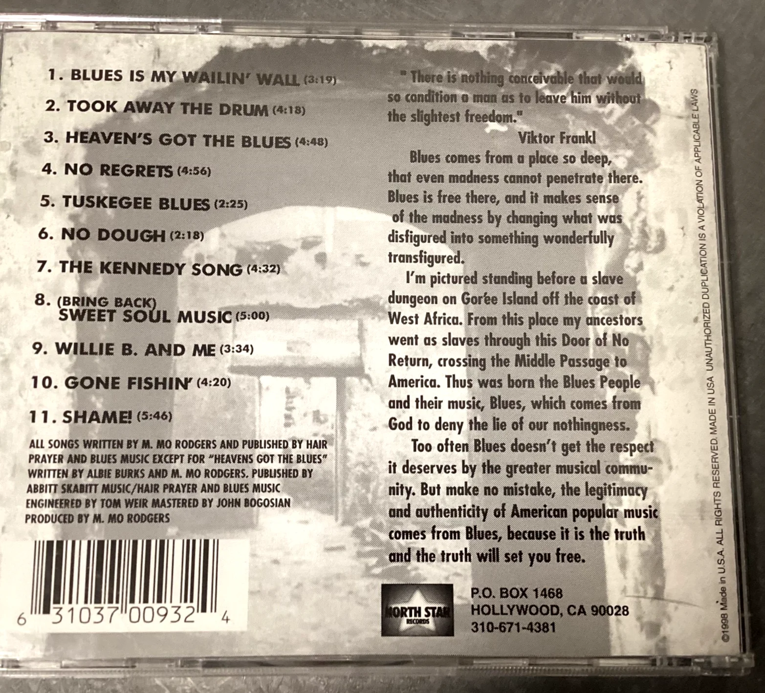 MIGHTY MO RODGERS Autographed Blues CD Signed Blues Is My Wailin’ Wall, изображение 4