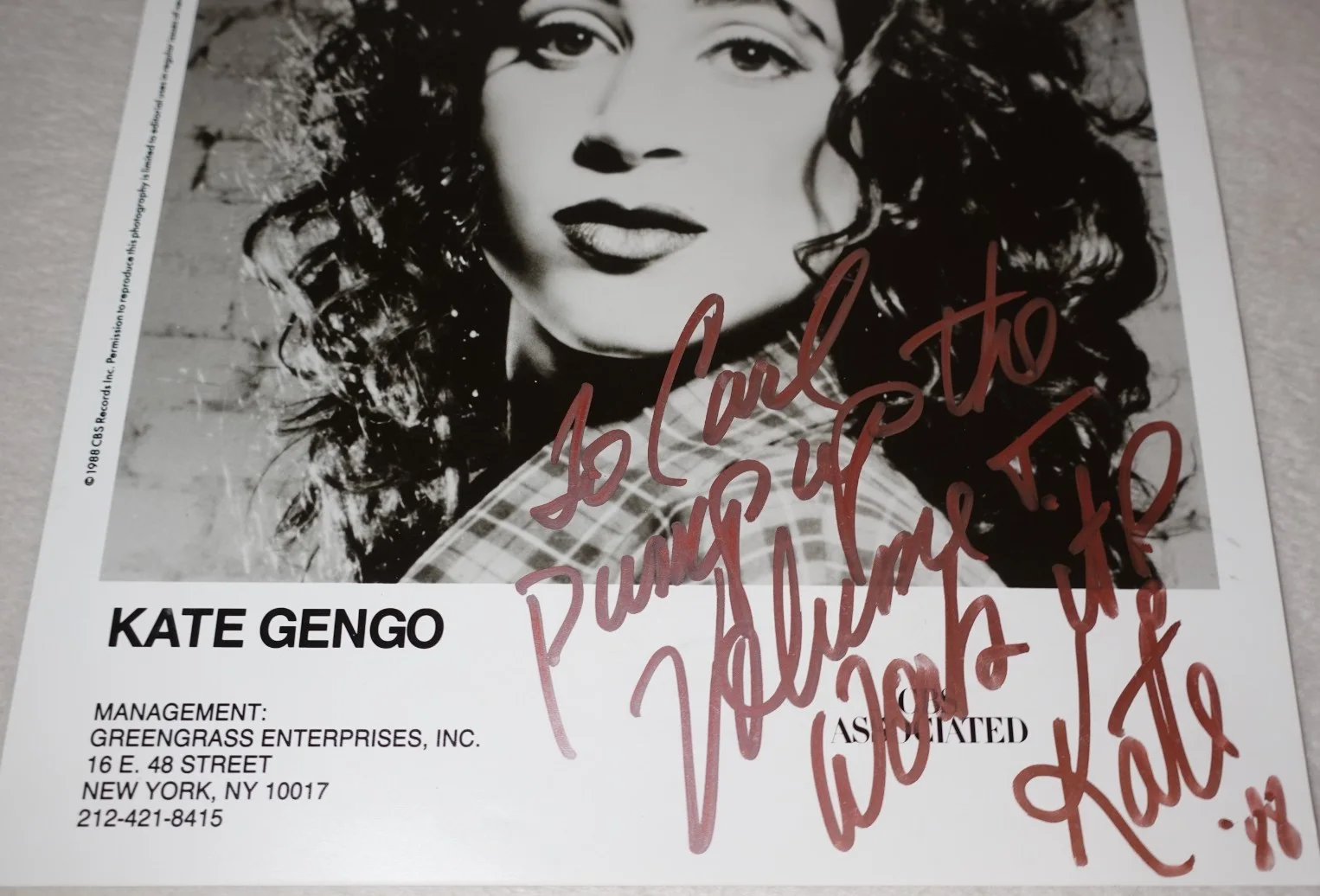 Kate Gengo SIGNED 1988 CBS Pop Dance Original Promotional Photo, изображение 4
