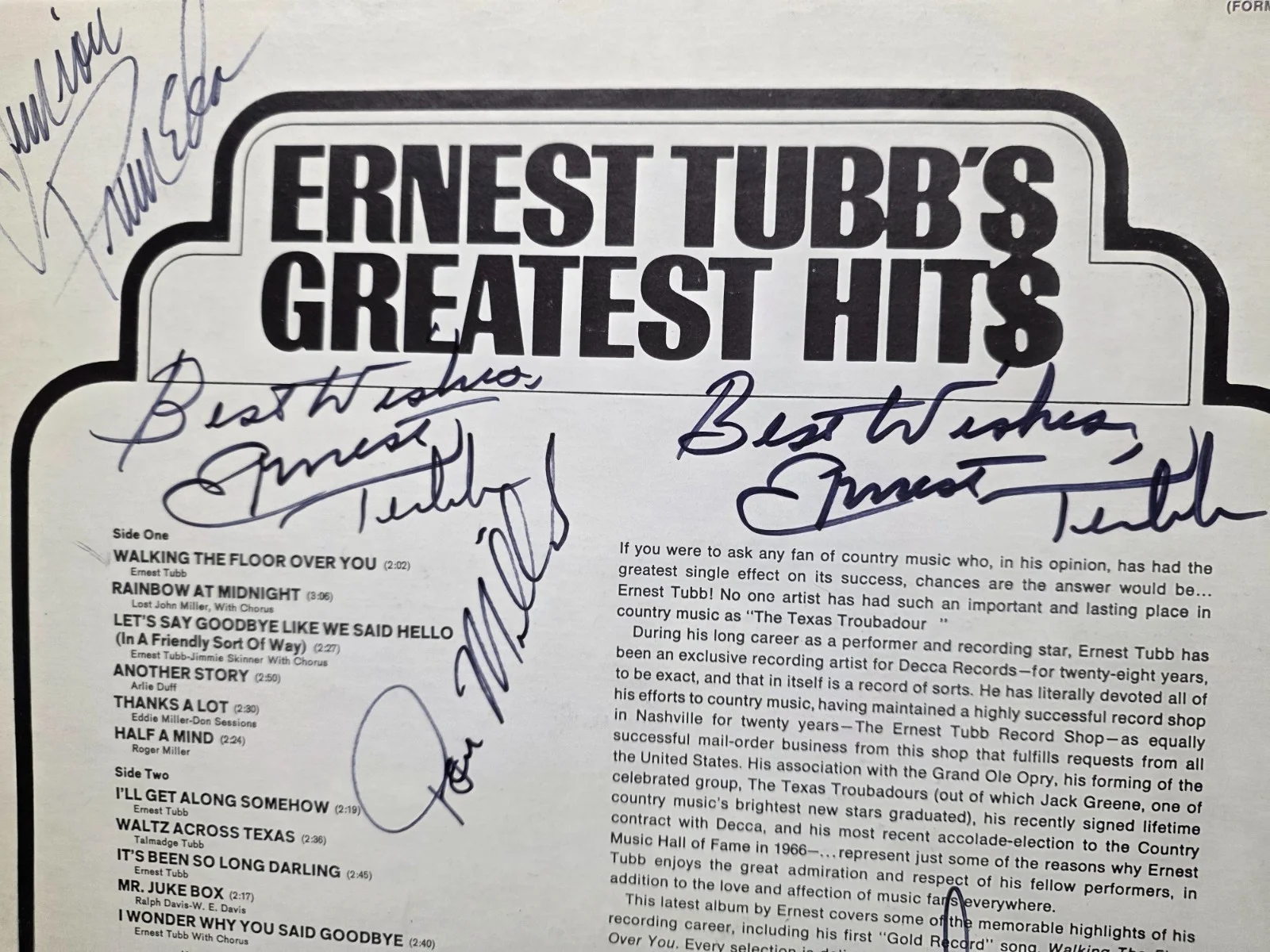 Autographed LP of Ernest Tubbs X2 & The Texas Troubadours. members signed, изображение 3