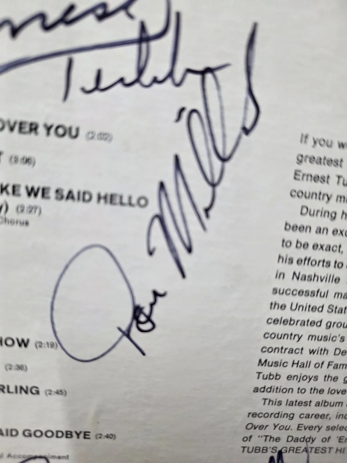 Autographed LP of Ernest Tubbs X2 & The Texas Troubadours. members signed, изображение 4