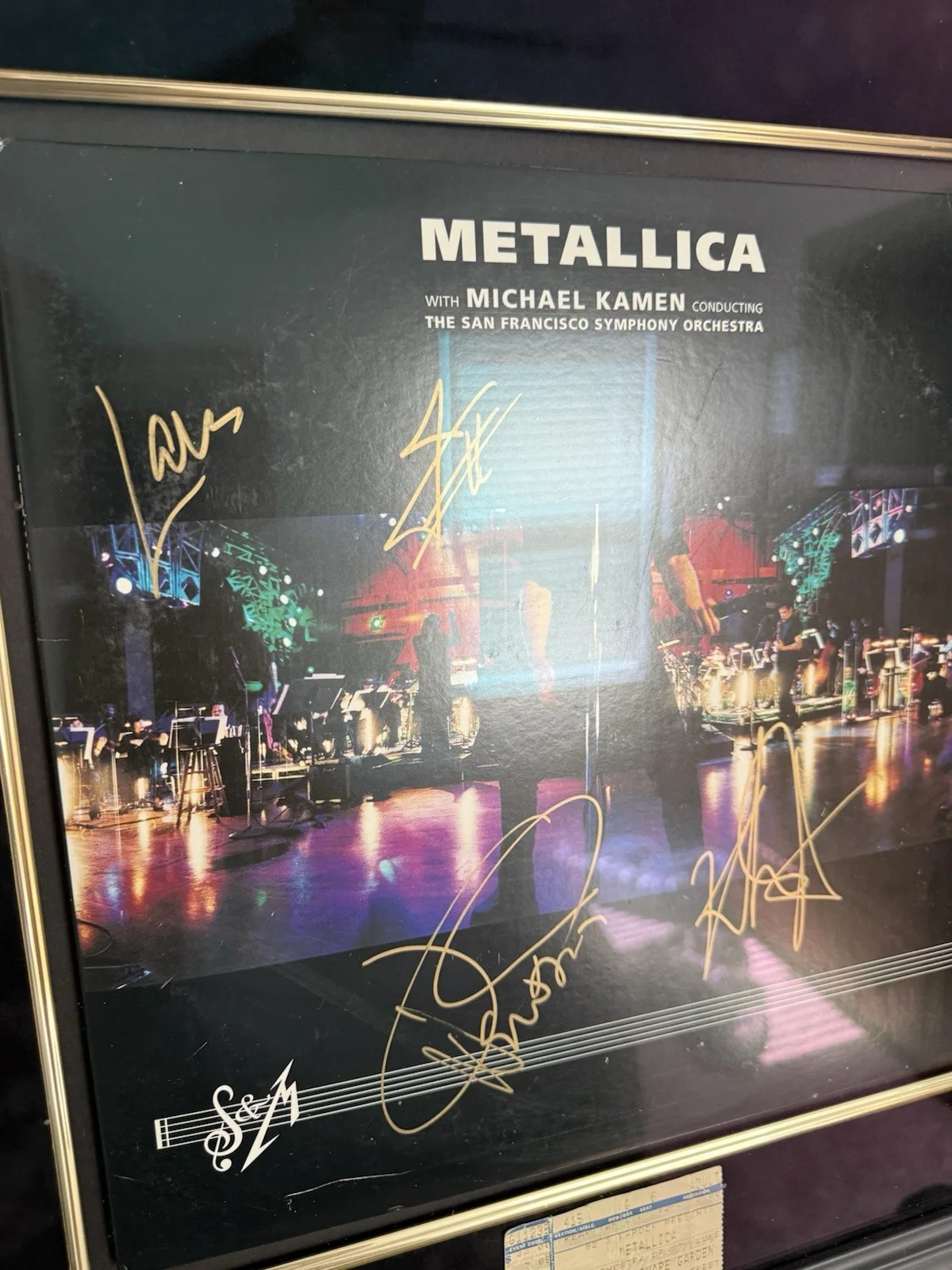 Metallica S&M Original Signed Record w/ Michael Kamen, MSG Concert Ticket Stub, image 2
