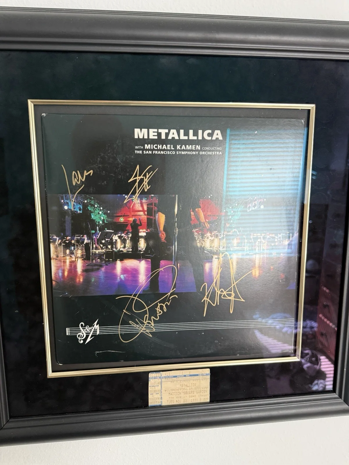 Metallica S&M Original Signed Record w/ Michael Kamen, MSG Concert Ticket Stub, image 4