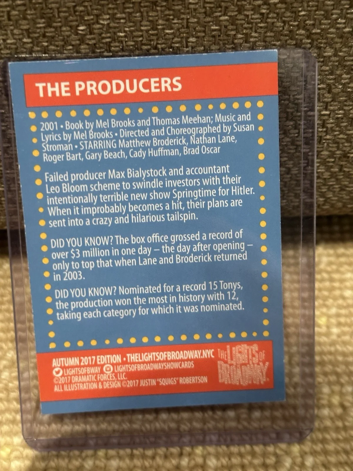 The Producers Brad Oscar Signed Lights Of Broadway Trading Card, image 2