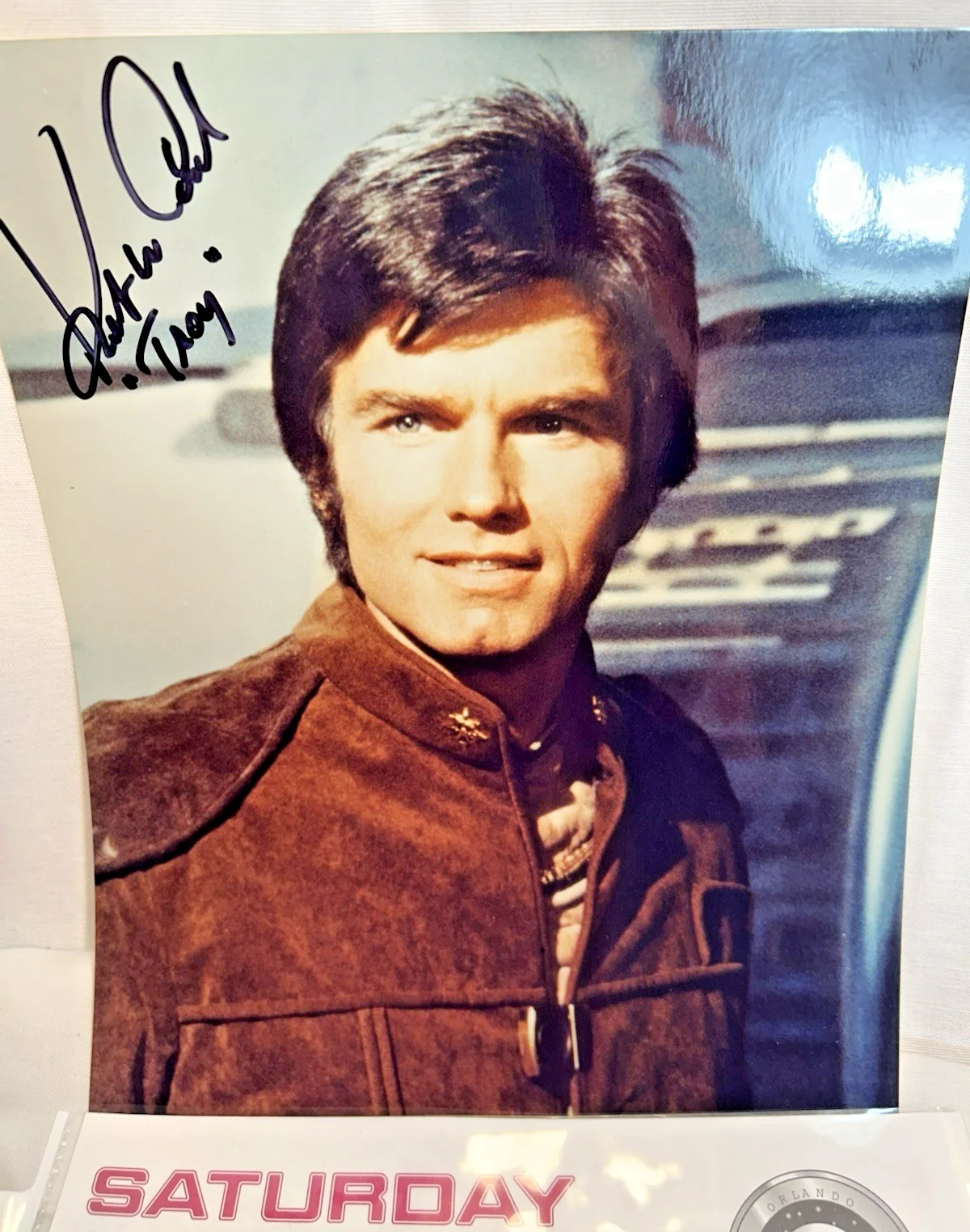 Kent McCord — Kent McCord Battlestar Galactica Troy Signed Photo From Vulkon 2002 Show Orlando