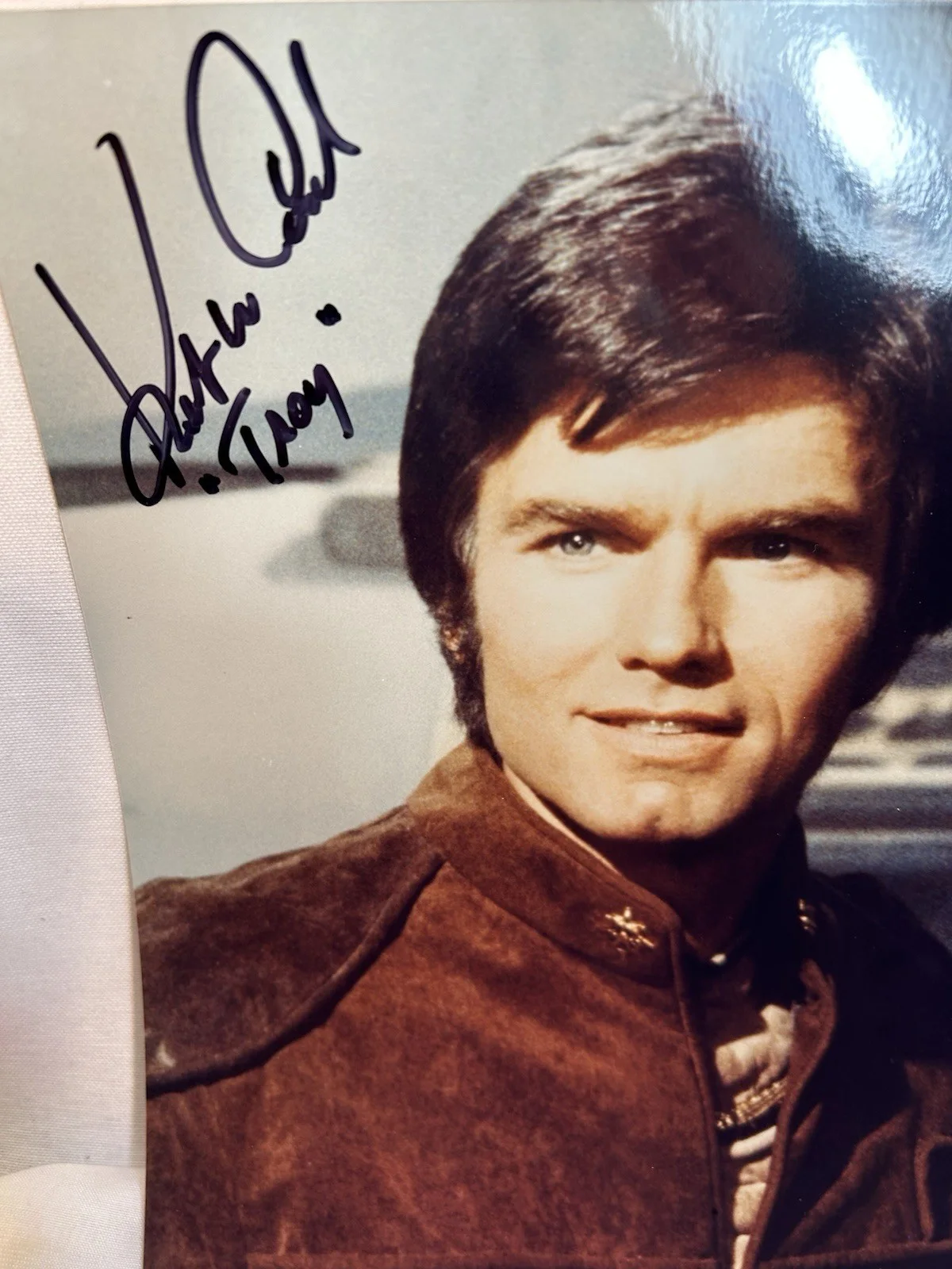 Kent McCord — Kent McCord Battlestar Galactica Troy Signed Photo From Vulkon 2002 Show Orlando, image 2