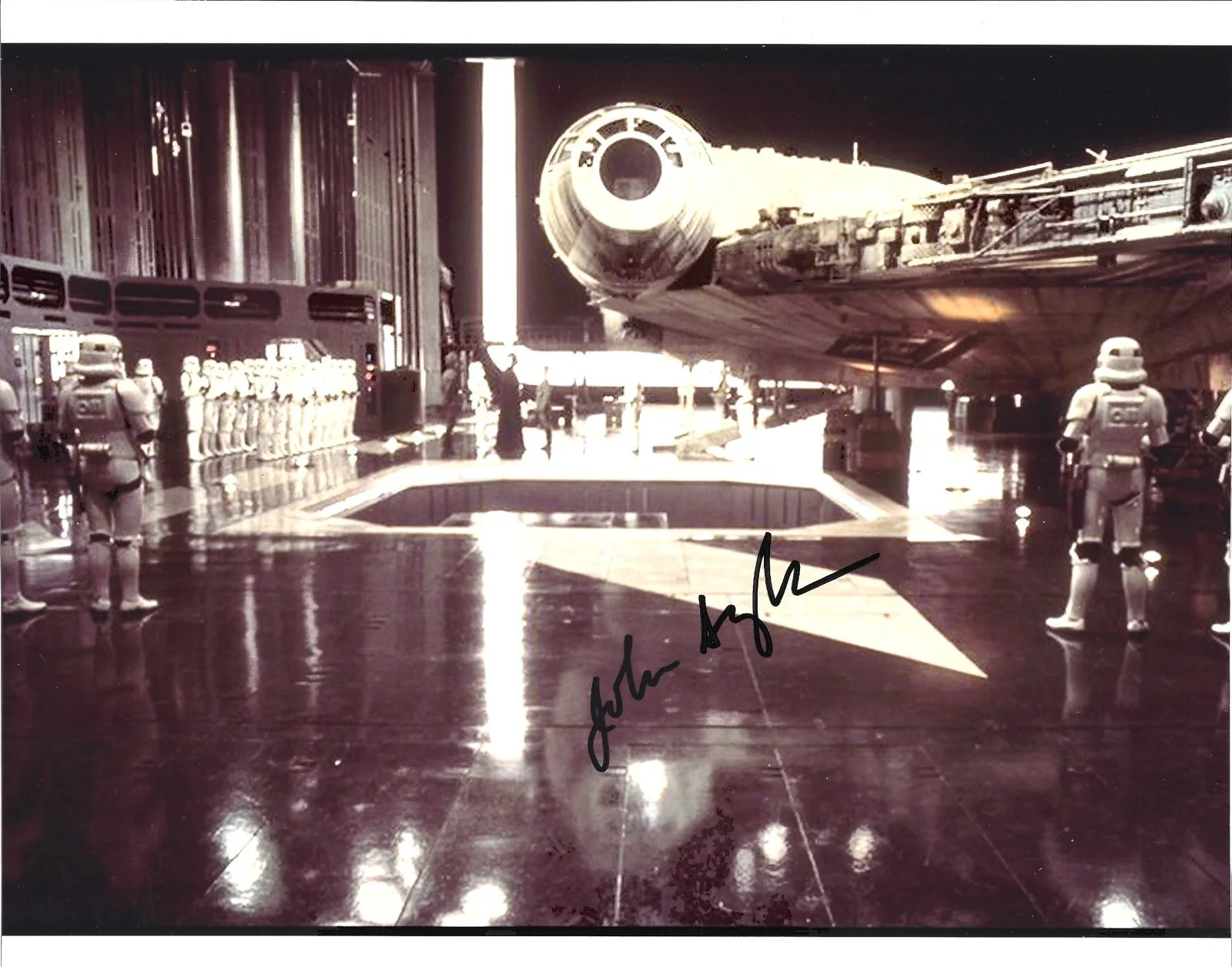 John Sylla — RARE John Sylla Death Star Hangar Bay Signed Star Wars 8x10 Photo Autograph