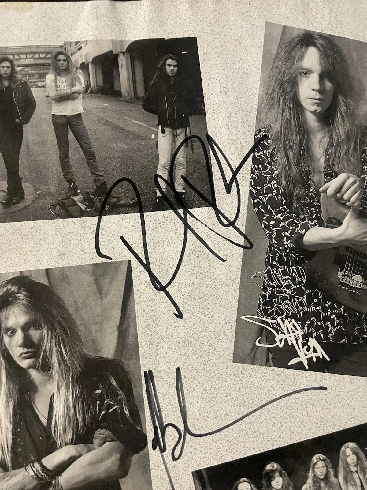 Skid Row Signed X5 Slave To The Grind Album Insert AUTOGRAPHED Whole Band 12x24, изображение 4