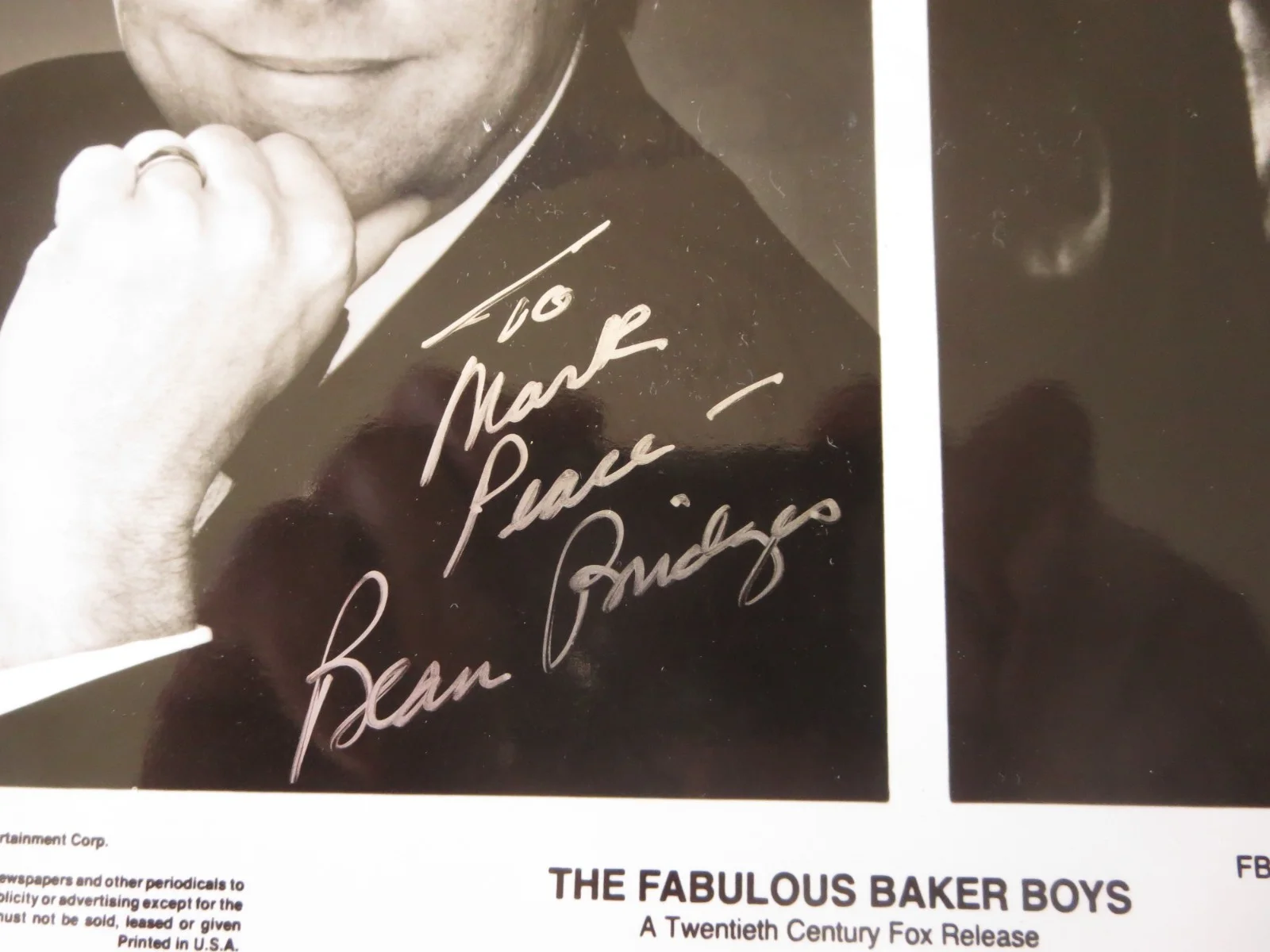 "The Fabulous Baker Boys" movie still lobby card autographed by Beau Bridges, изображение 2