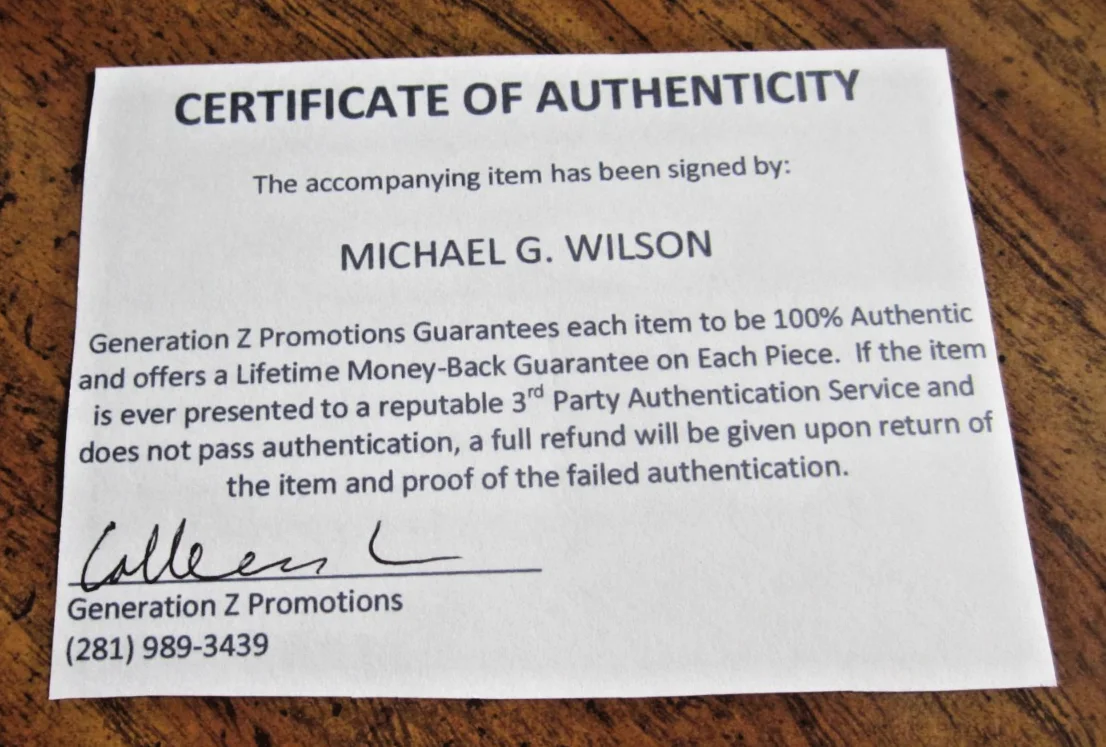 Michael G. Wilson — Michael G. Wilson Producer Autographed 5.75X8.25 Photo "For Your Eyes Only", изображение 3