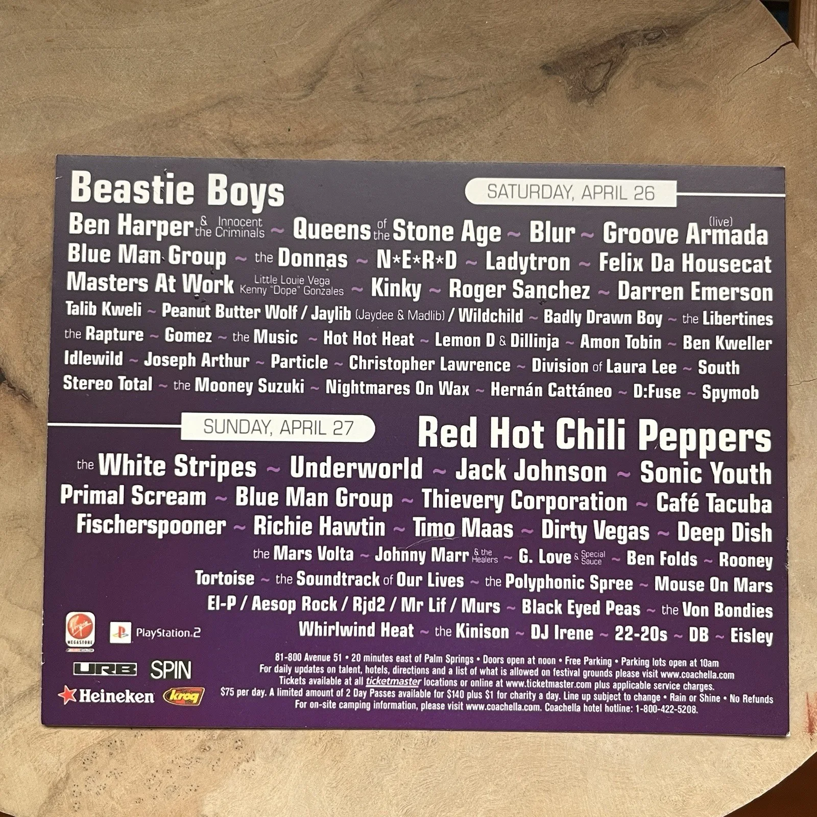 Coachella 2003 Autographed Card RHCP Flea Anthony Kiedis Signed Chili Peppers, изображение 4
