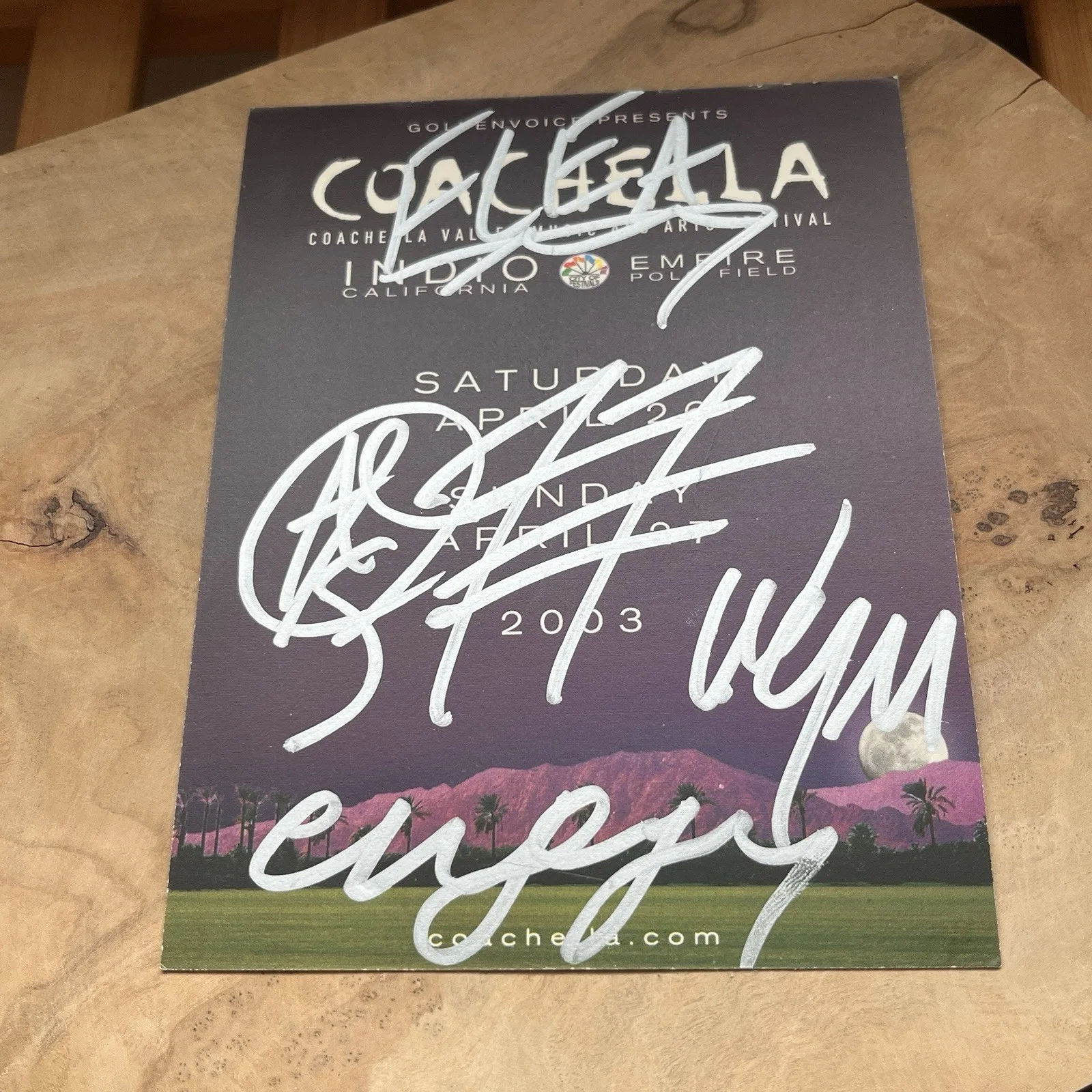 Coachella 2003 Autographed Card RHCP Flea Anthony Kiedis Signed Chili Peppers, изображение 5